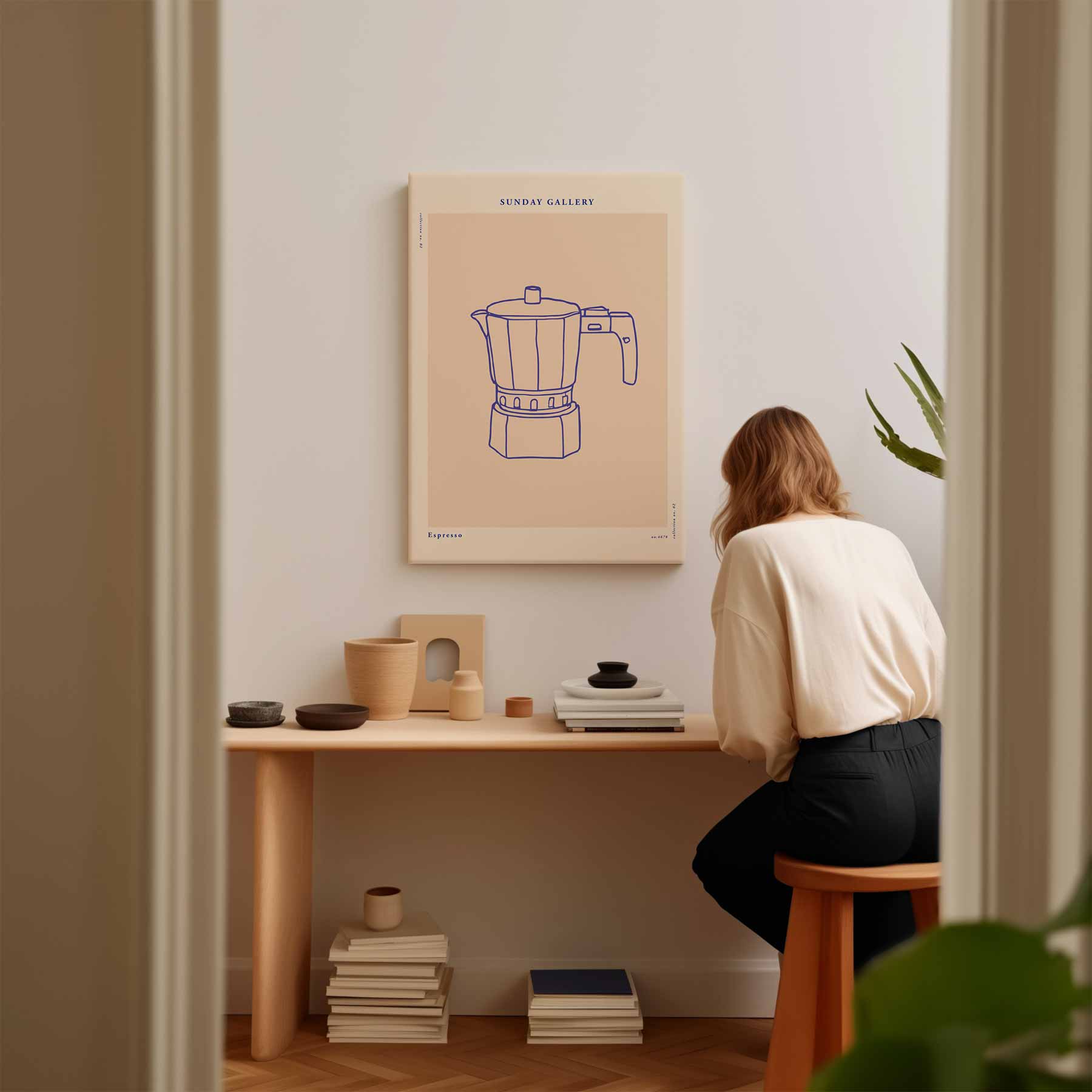 Stijlvolle Espressopot Illustratie Kunstwerk-canvas-dibond-plexiglas-wanddecoratie-WallArtistic