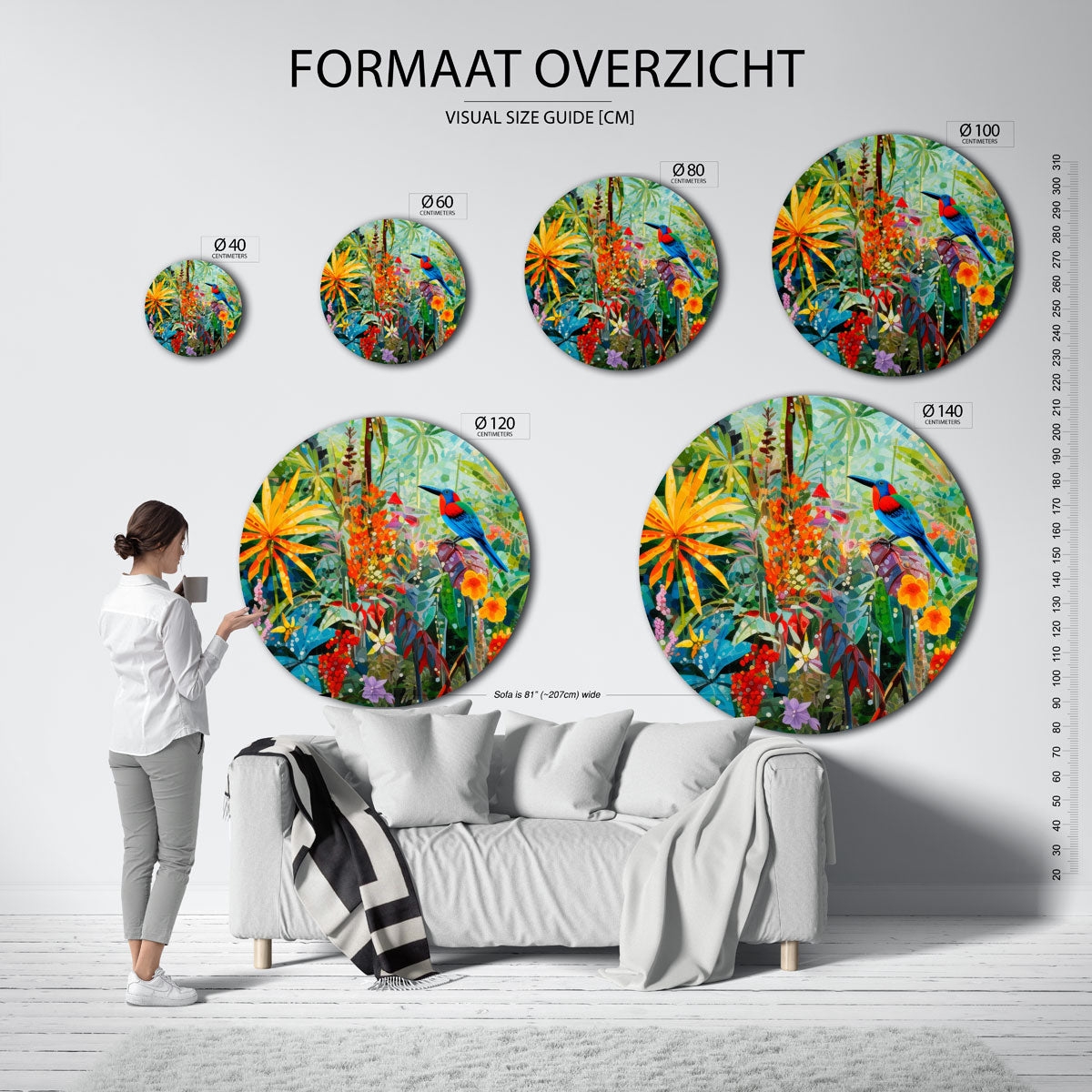 Vogels en bloemen Muurcirkel