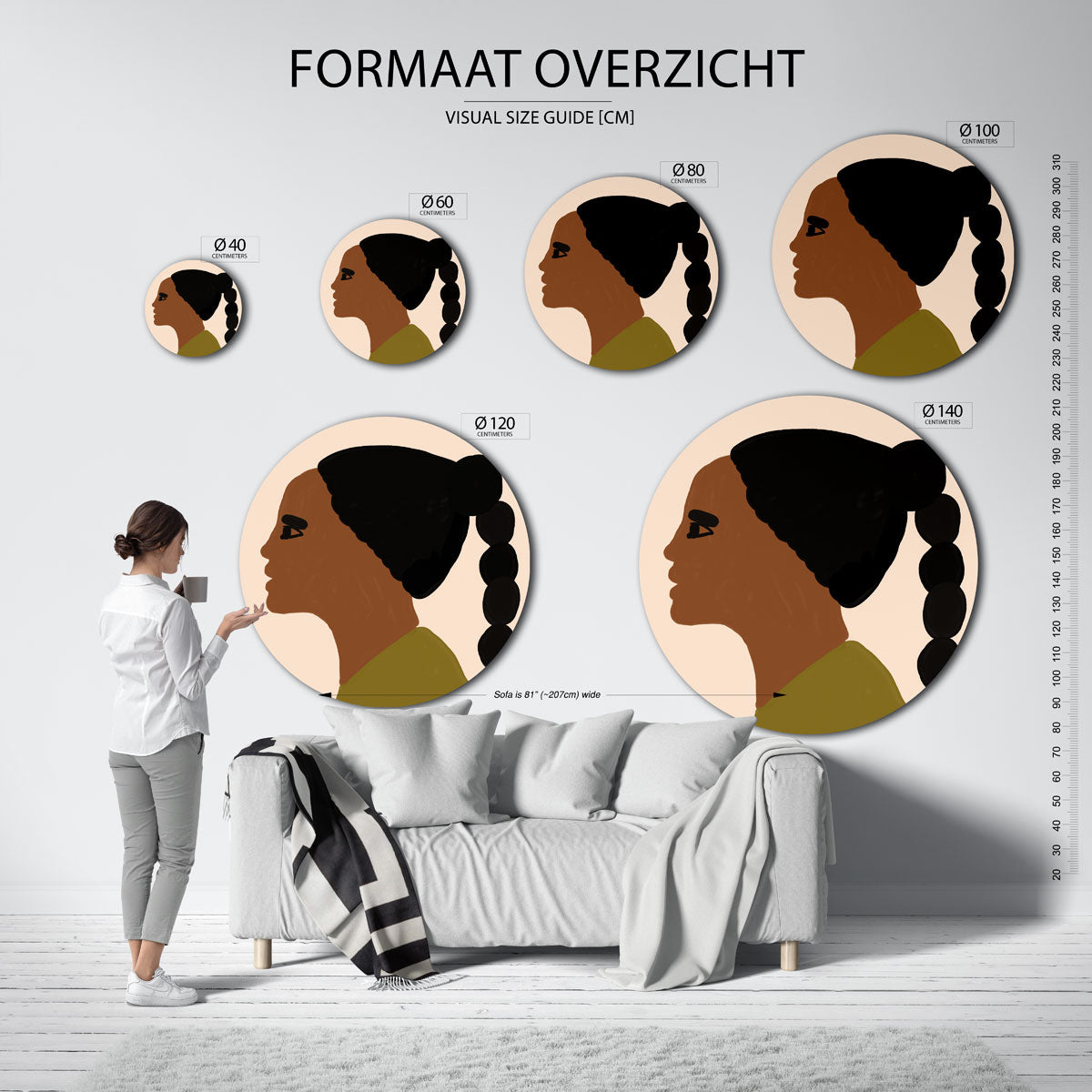 Profiel van vrouw Muurcirkel