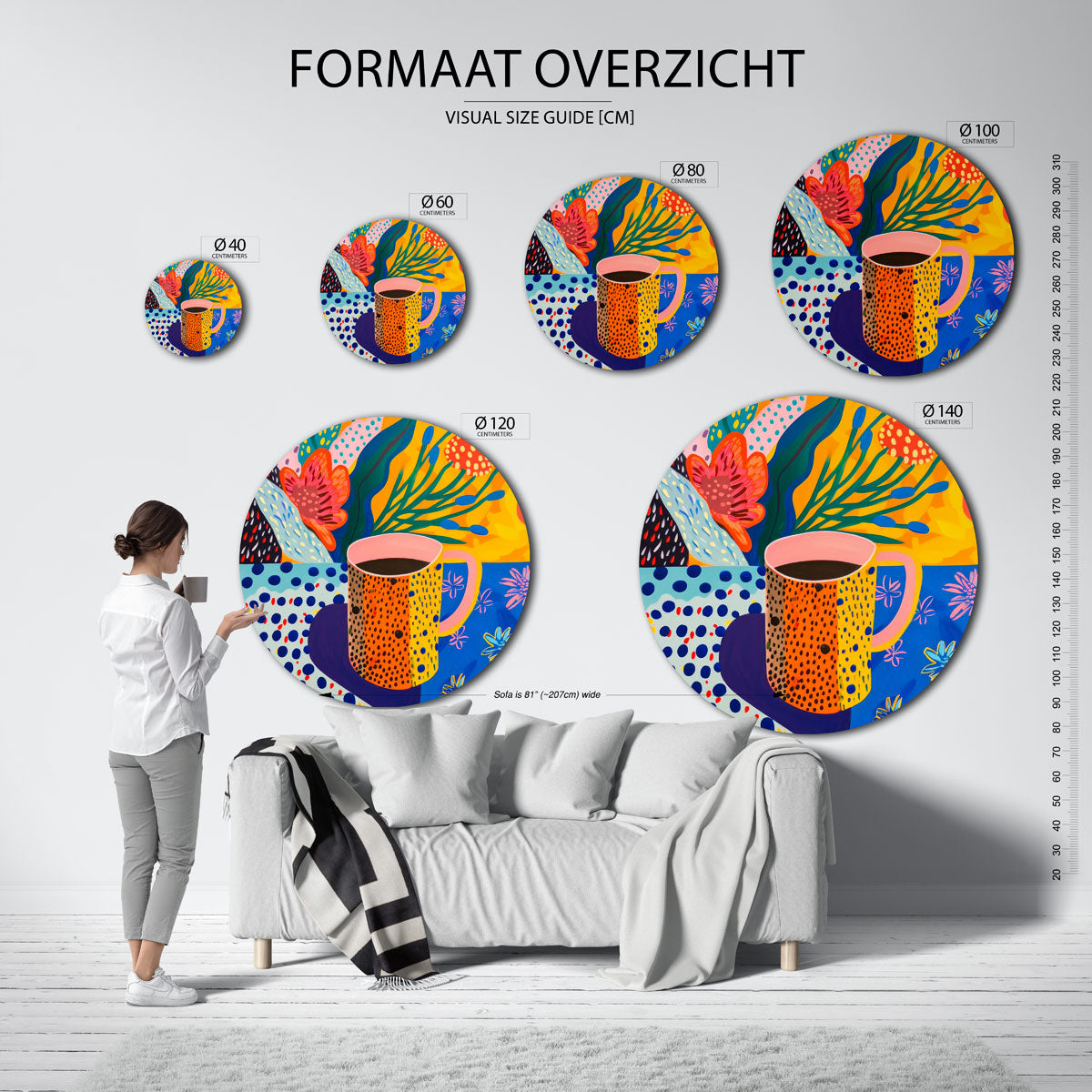 Beker en bloemen Muurcirkel