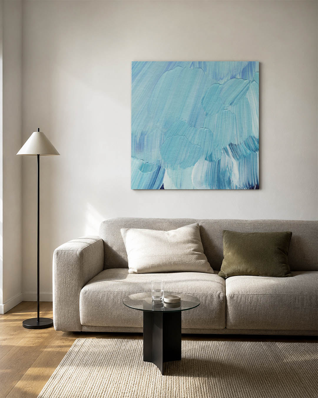 Vloeiende blauwe bewegingen Kunstwerk