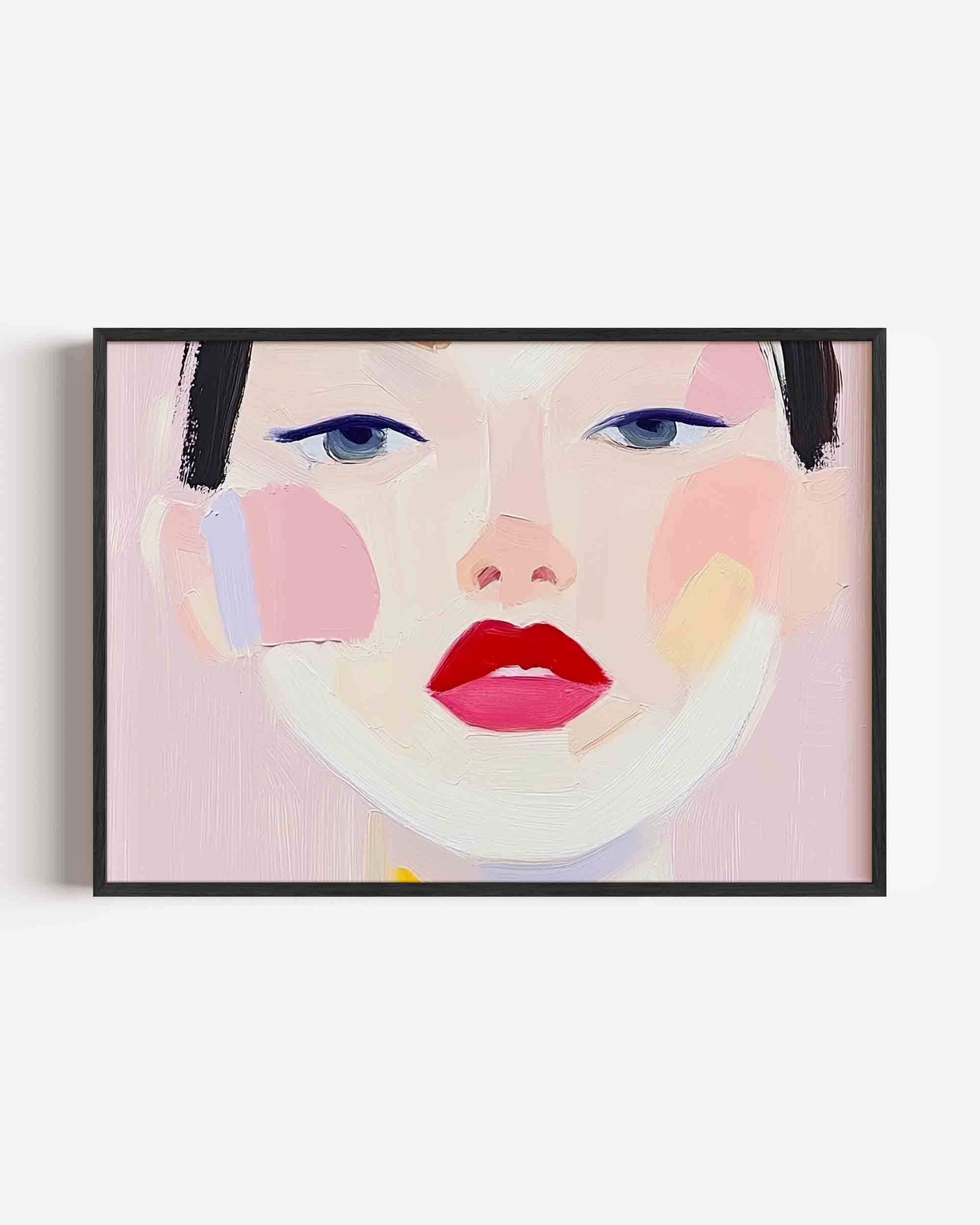 Portret met rode lippen Poster