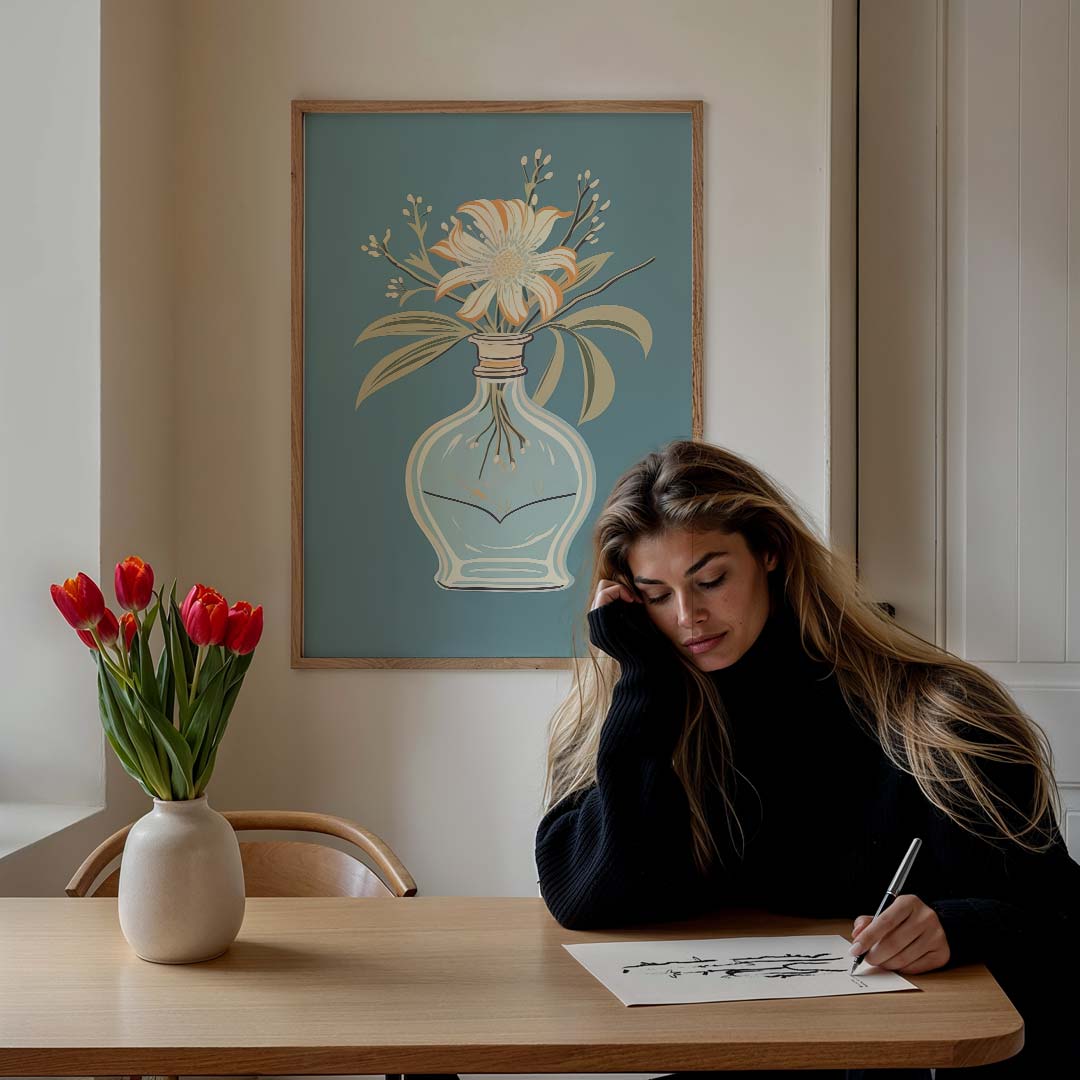 Bloemen in Vaas Poster-WallArtistic