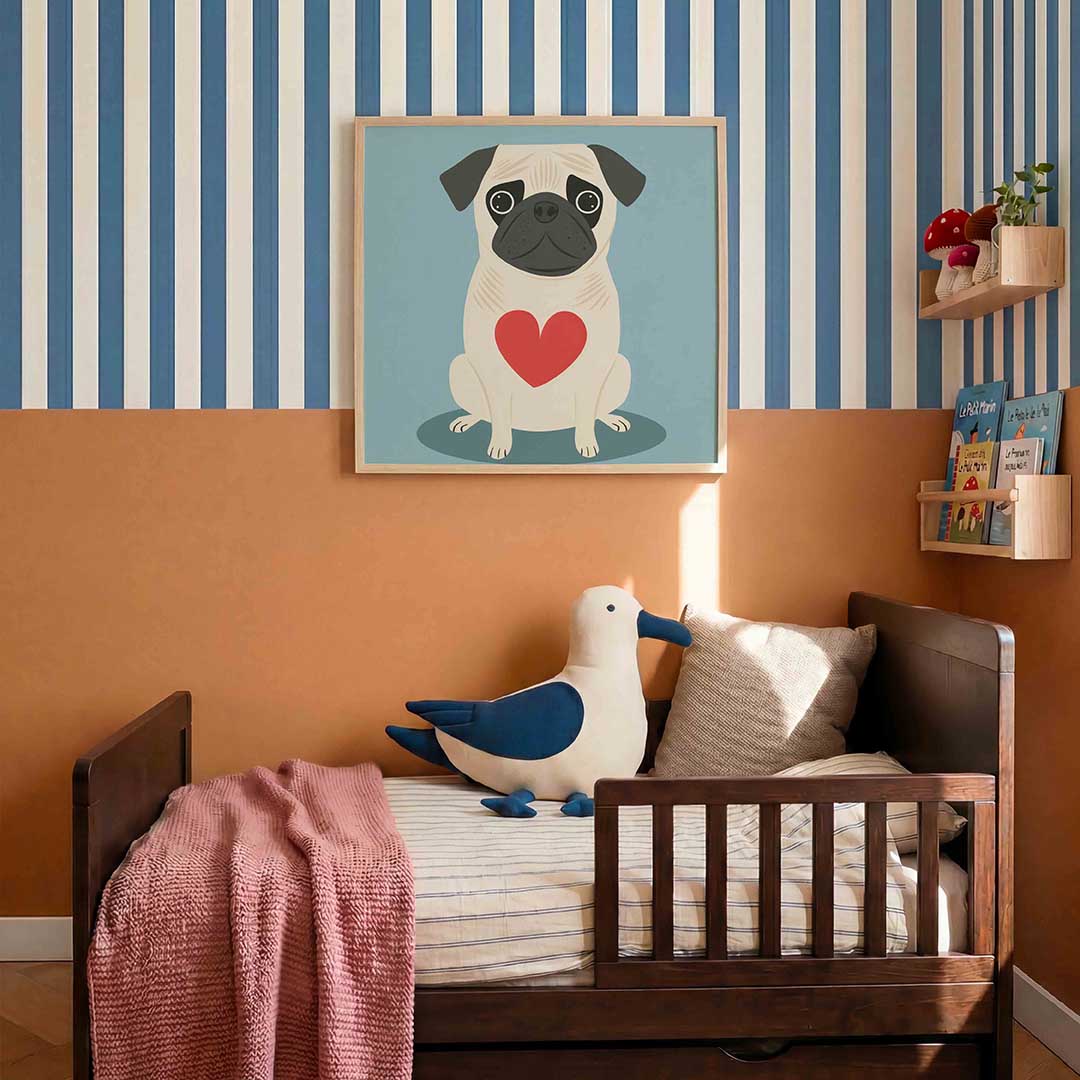 Mopshond met hart Poster
