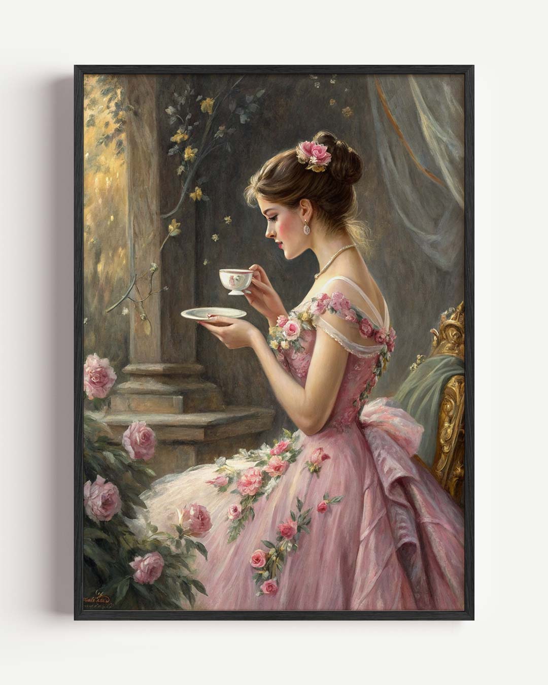 Romantische Theemoment Poster-WallArtistic