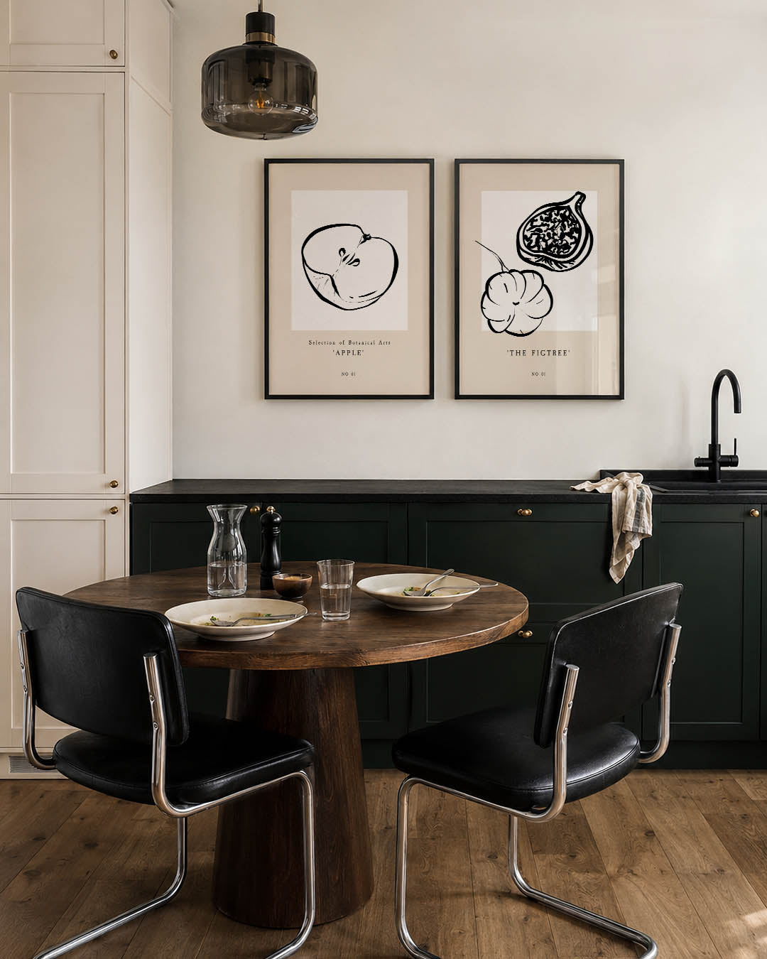 Zwart wit fruitvorm Posterset