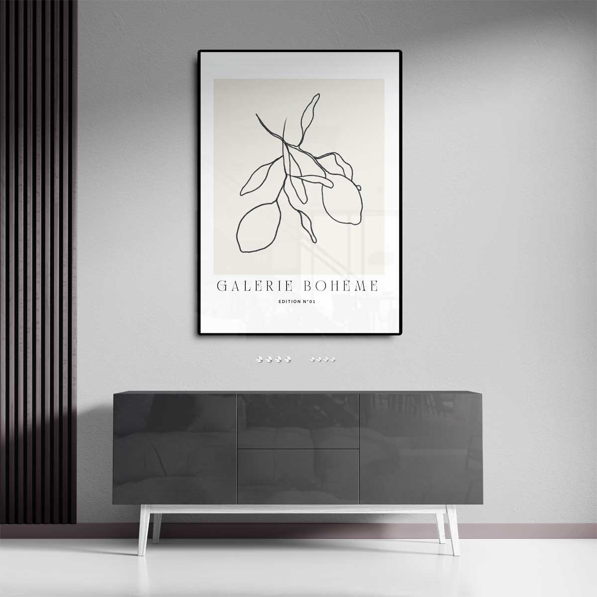 Citroen Lijntekening Kunstwerk-canvas-dibond-plexiglas-wanddecoratie-WallArtistic