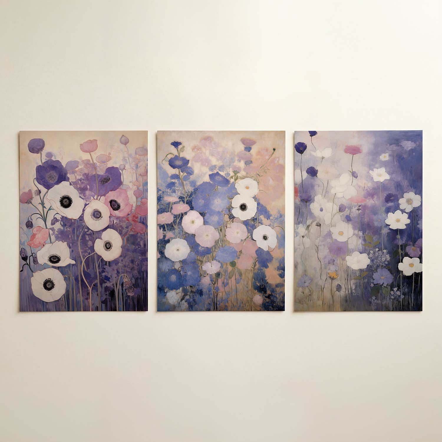 Bloemrijke kleurvlakken Posterset