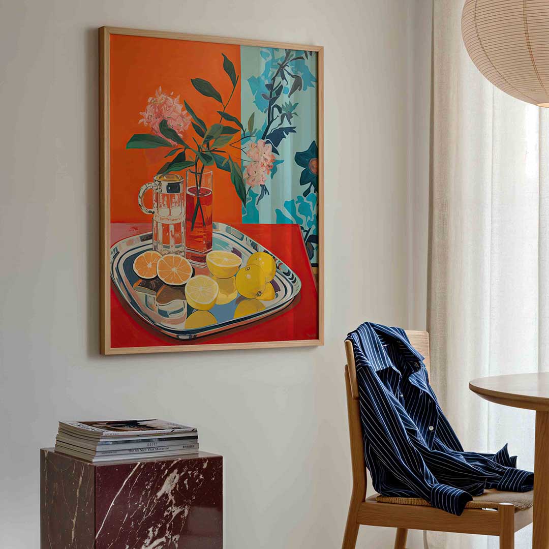 Citrus en bloemen Poster