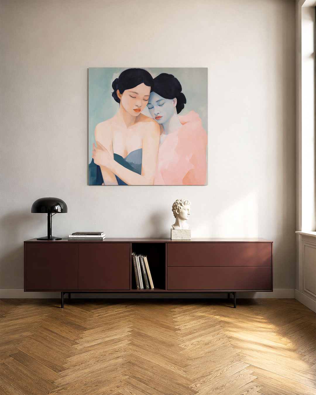 Intieme omhelzing Kunstwerk