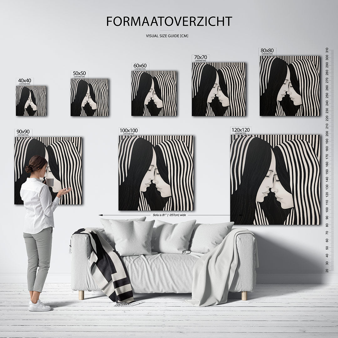 Twee gezichten lijnen Kunstwerk