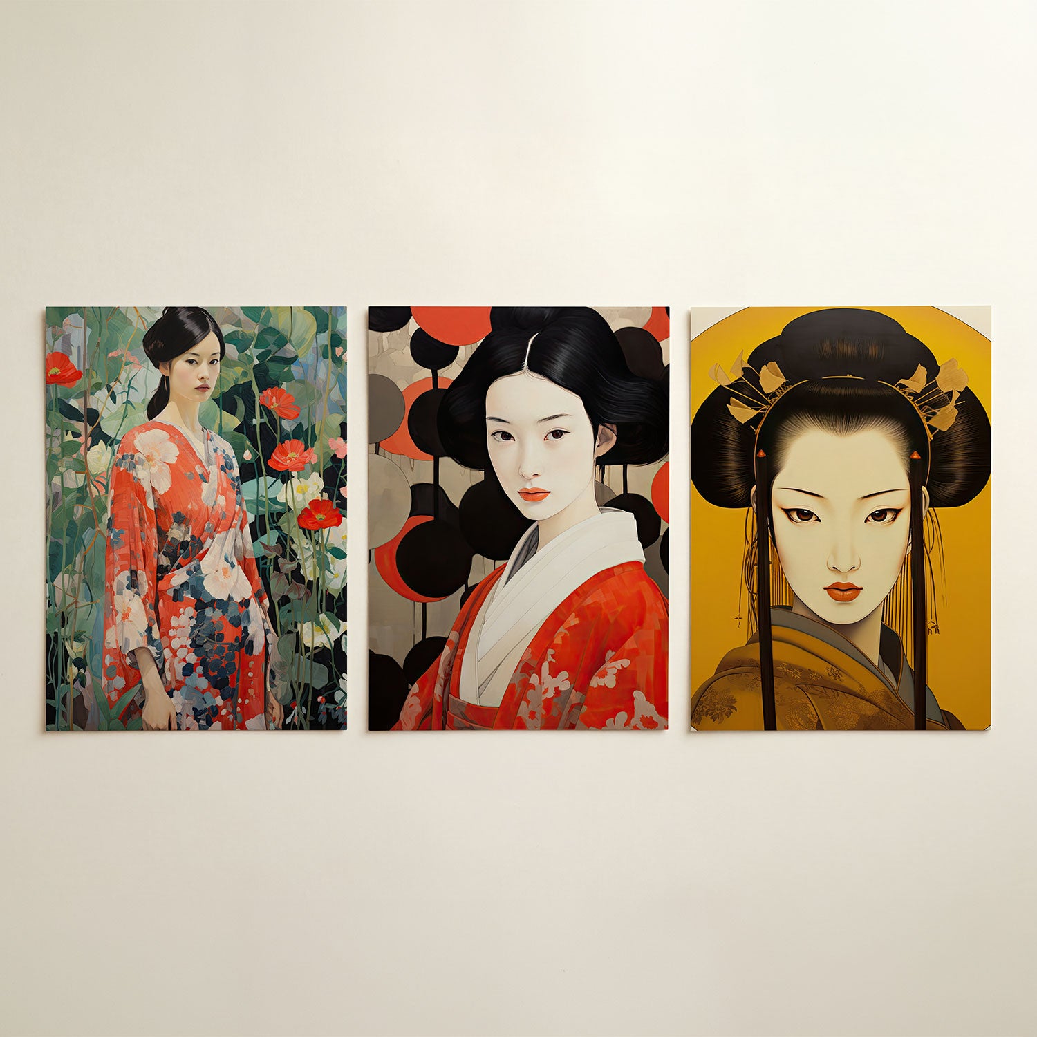 Bloemen en kimono Posterset