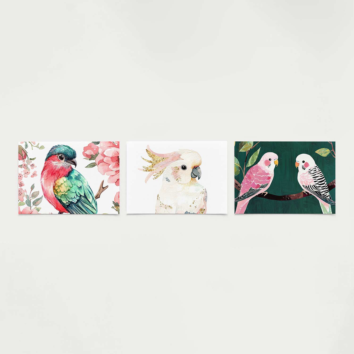 Vogel en bloemen Posterset