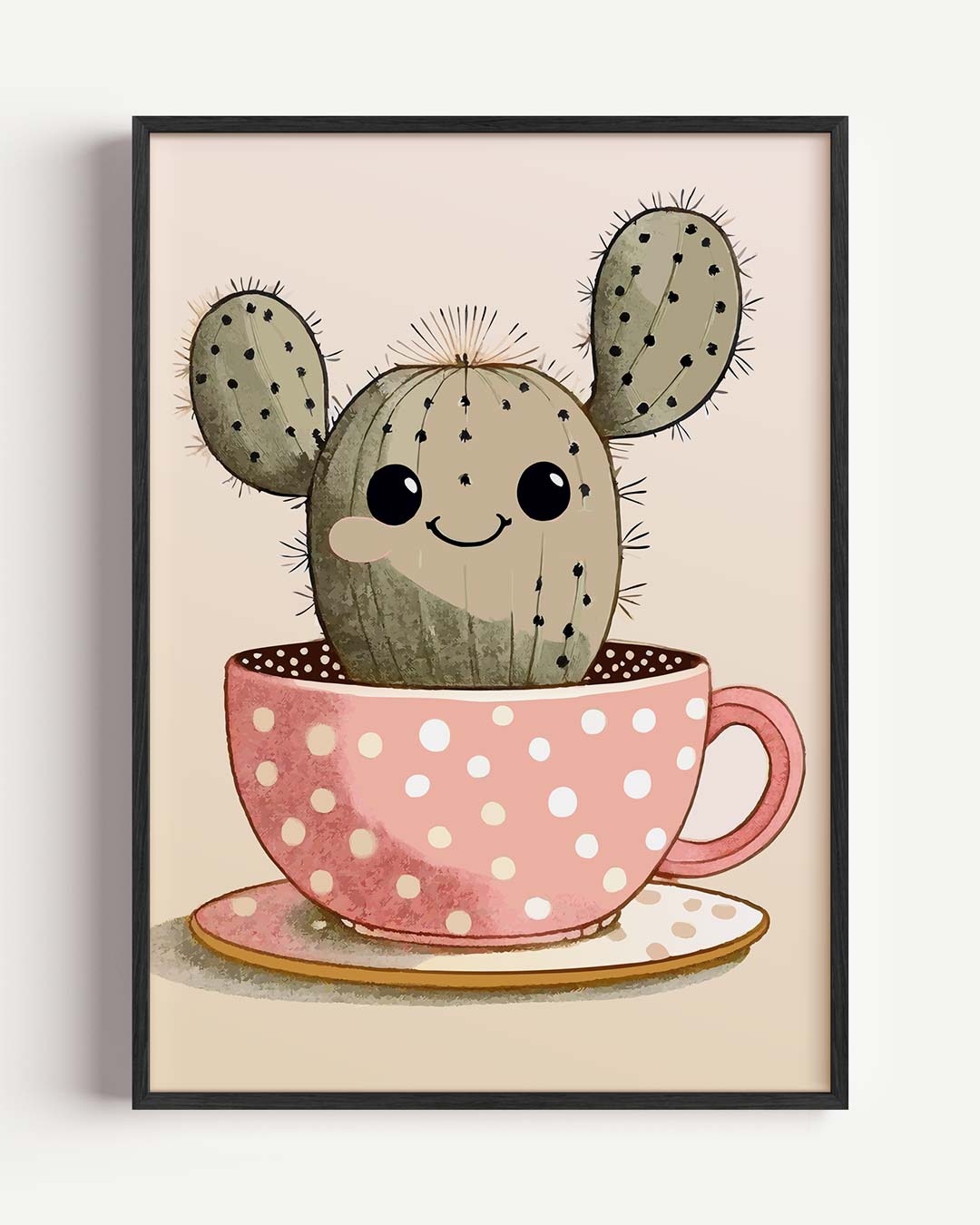 Vrolijke Cactus in Theekopje Poster-WallArtistic