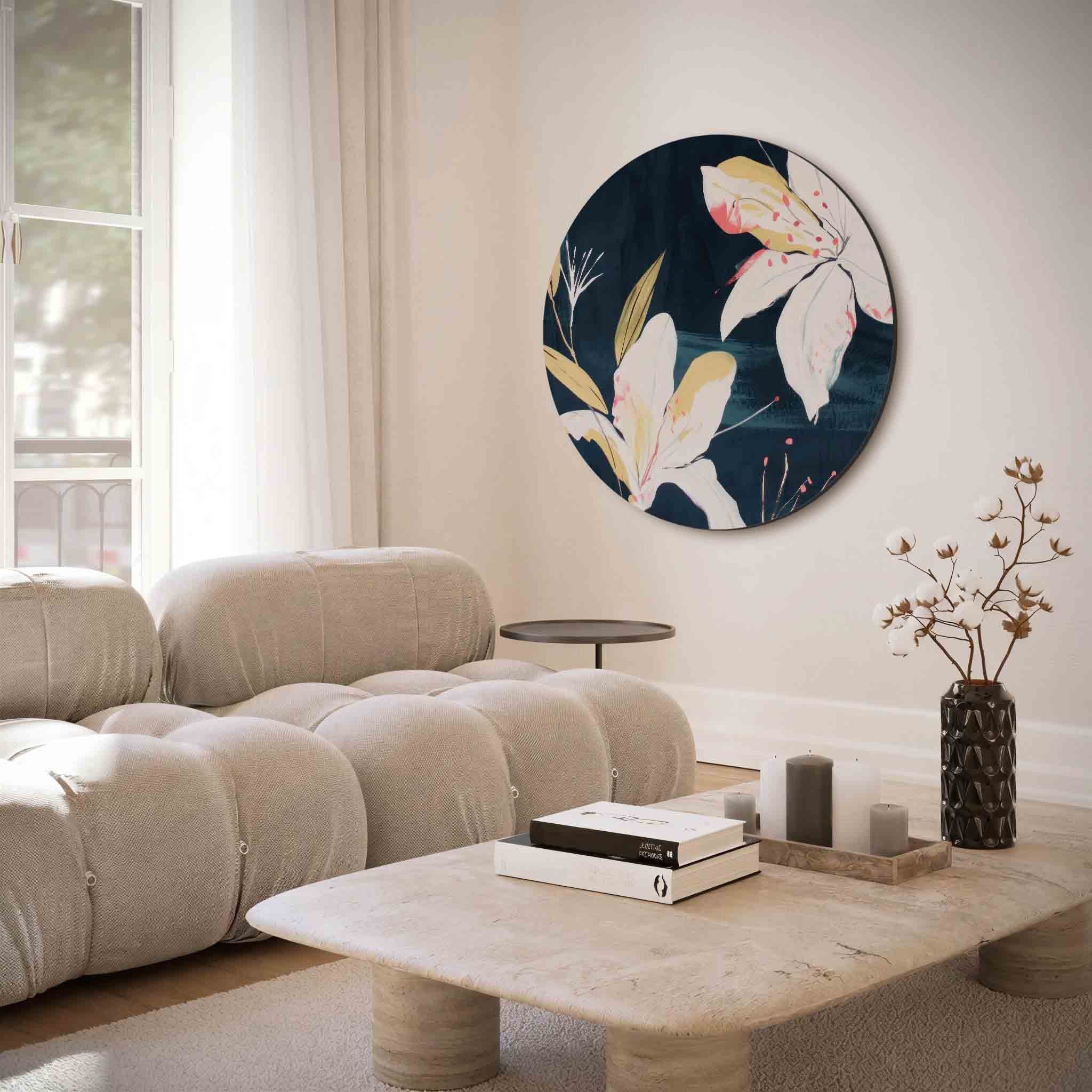 Witte bloemen Muurcirkel