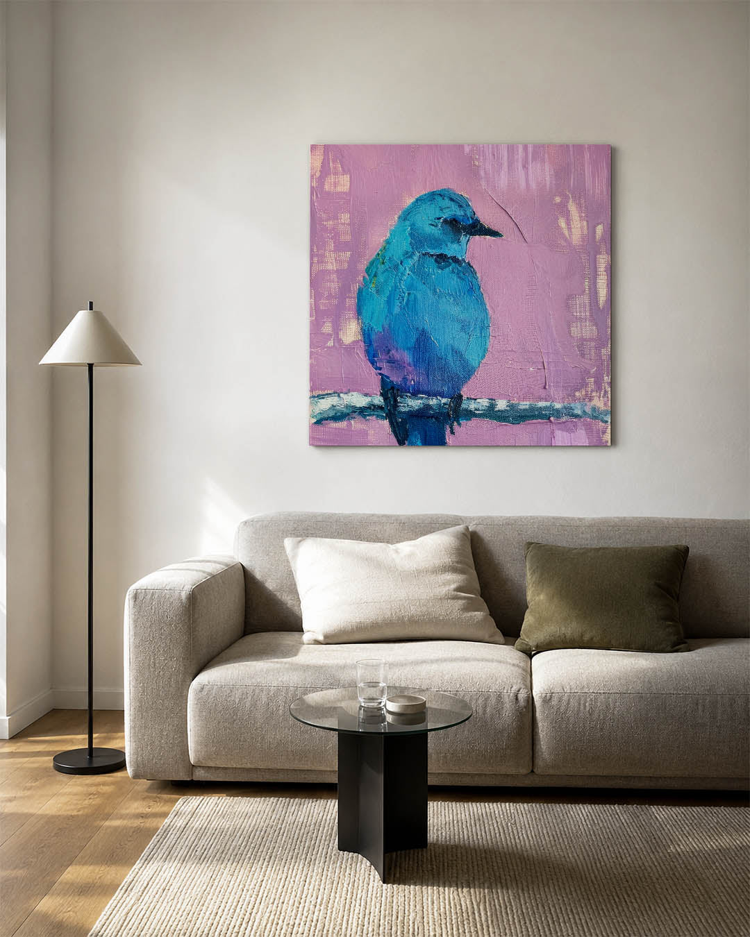 Vogelsilhouet op tak Kunstwerk