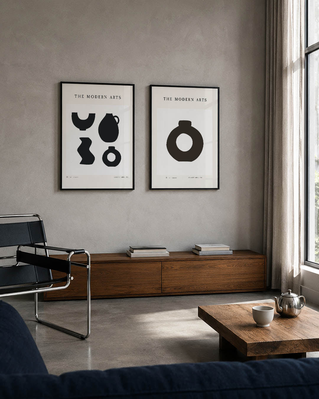 Vormenspel in zwart Posterset