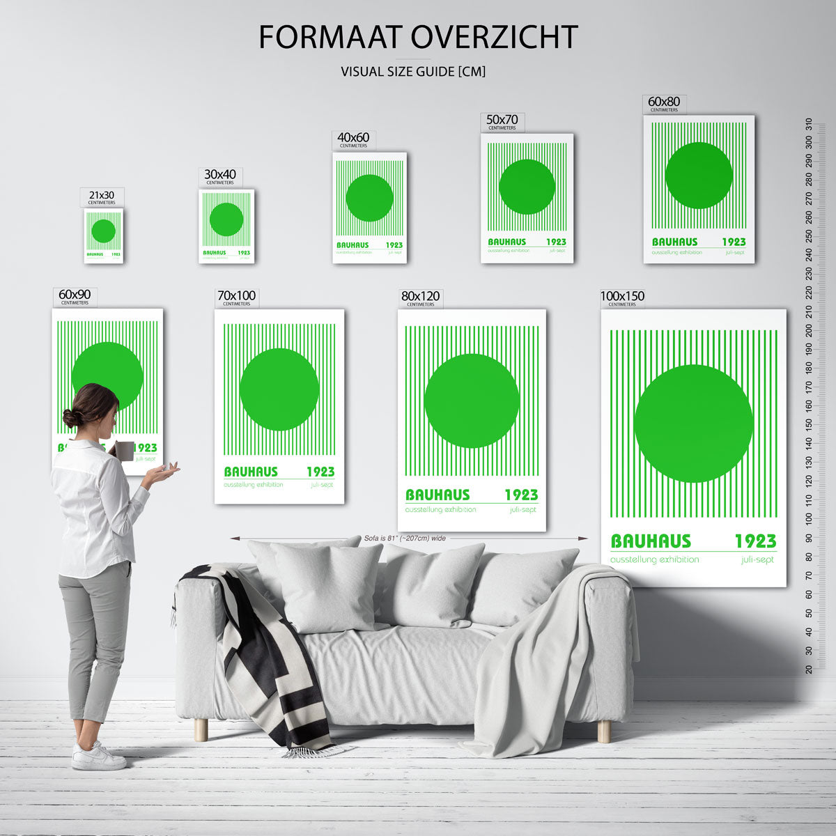 Groene cirkel lijnen Poster
