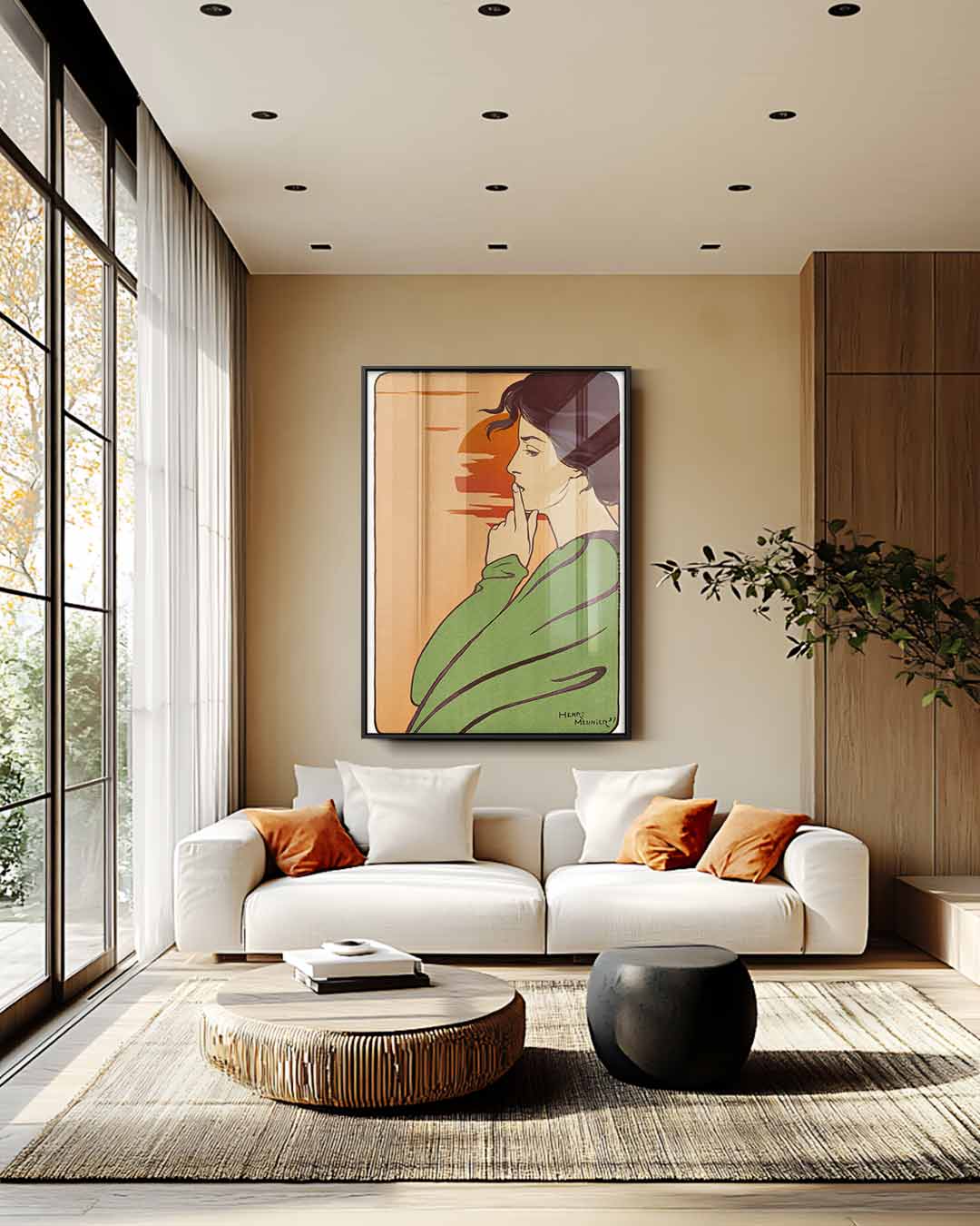 Retro Vrouwelijke Stilte Kunstwerk-canvas-dibond-plexiglas-wanddecoratie-WallArtistic
