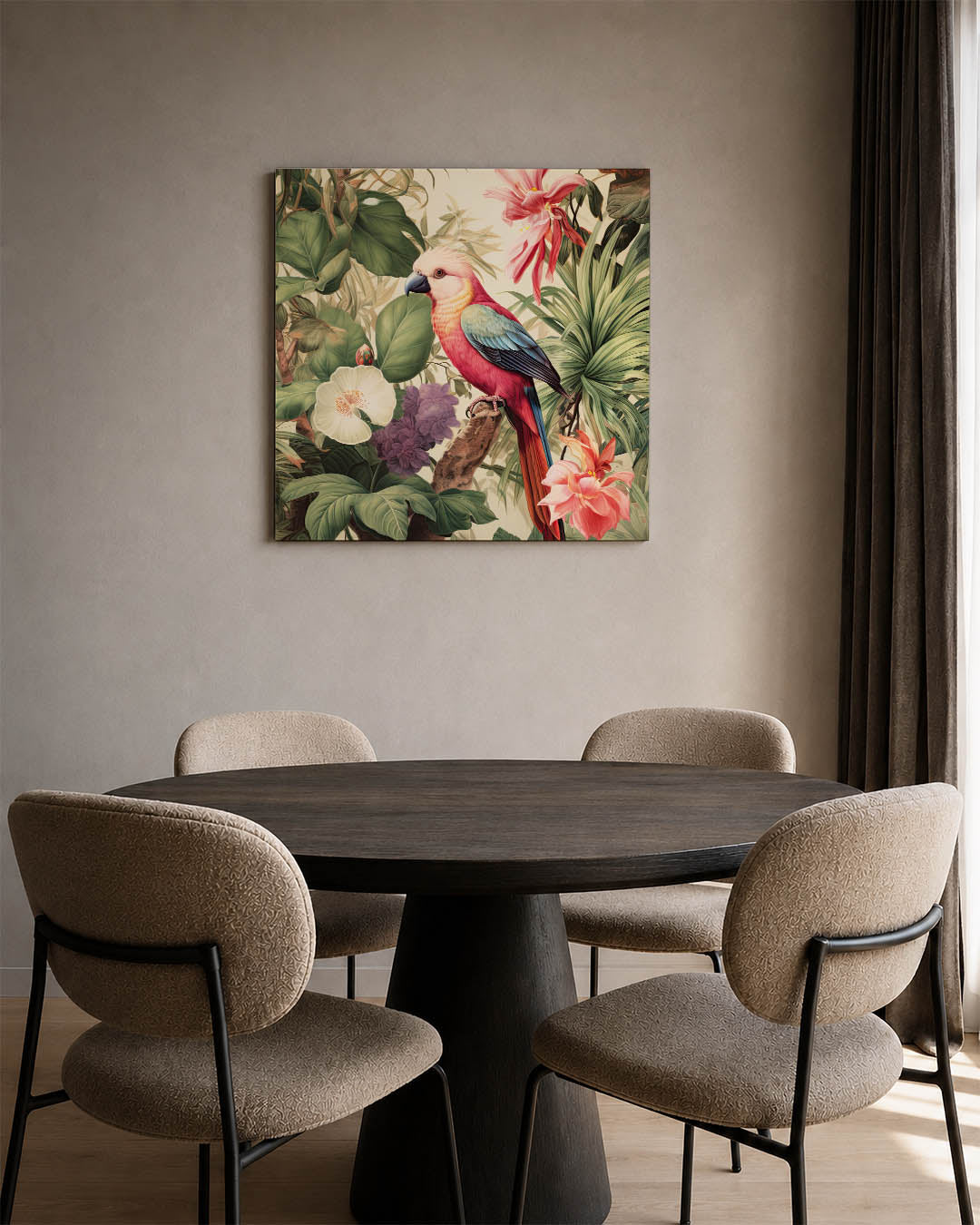 Exotische vogel en bloemen Kunstwerk