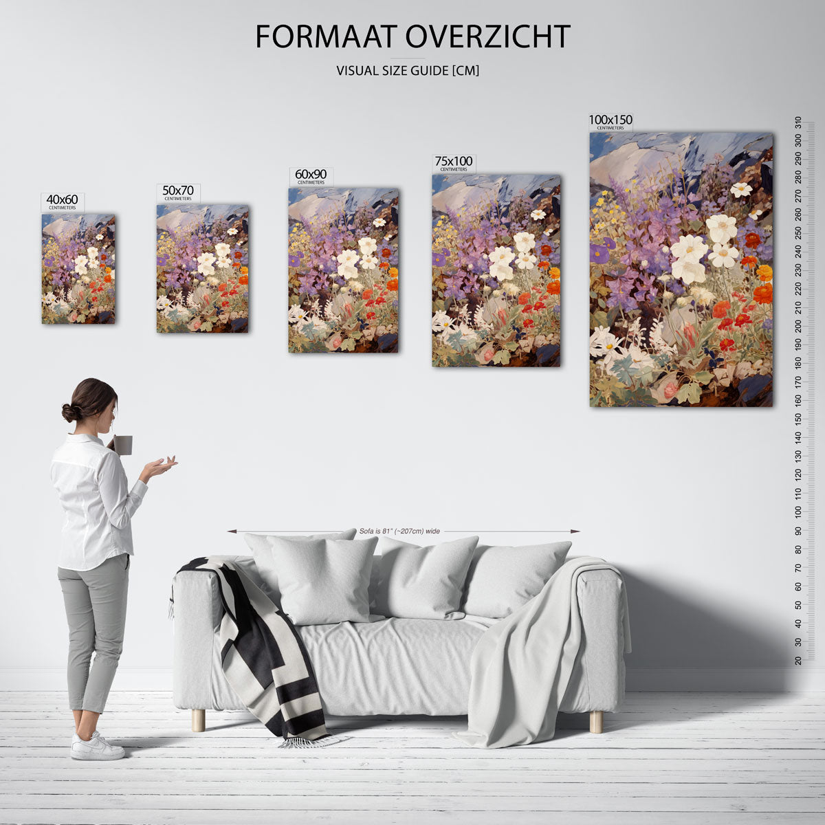 Bloemrijke berglandschap Kunstwerk