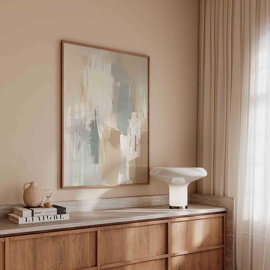 Abstracte beige en grijze Poster
