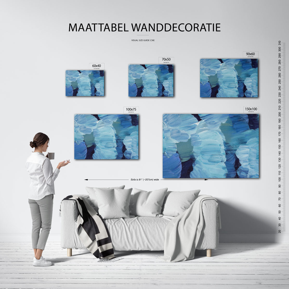 Dynamische blauwe vormen Kunstwerk