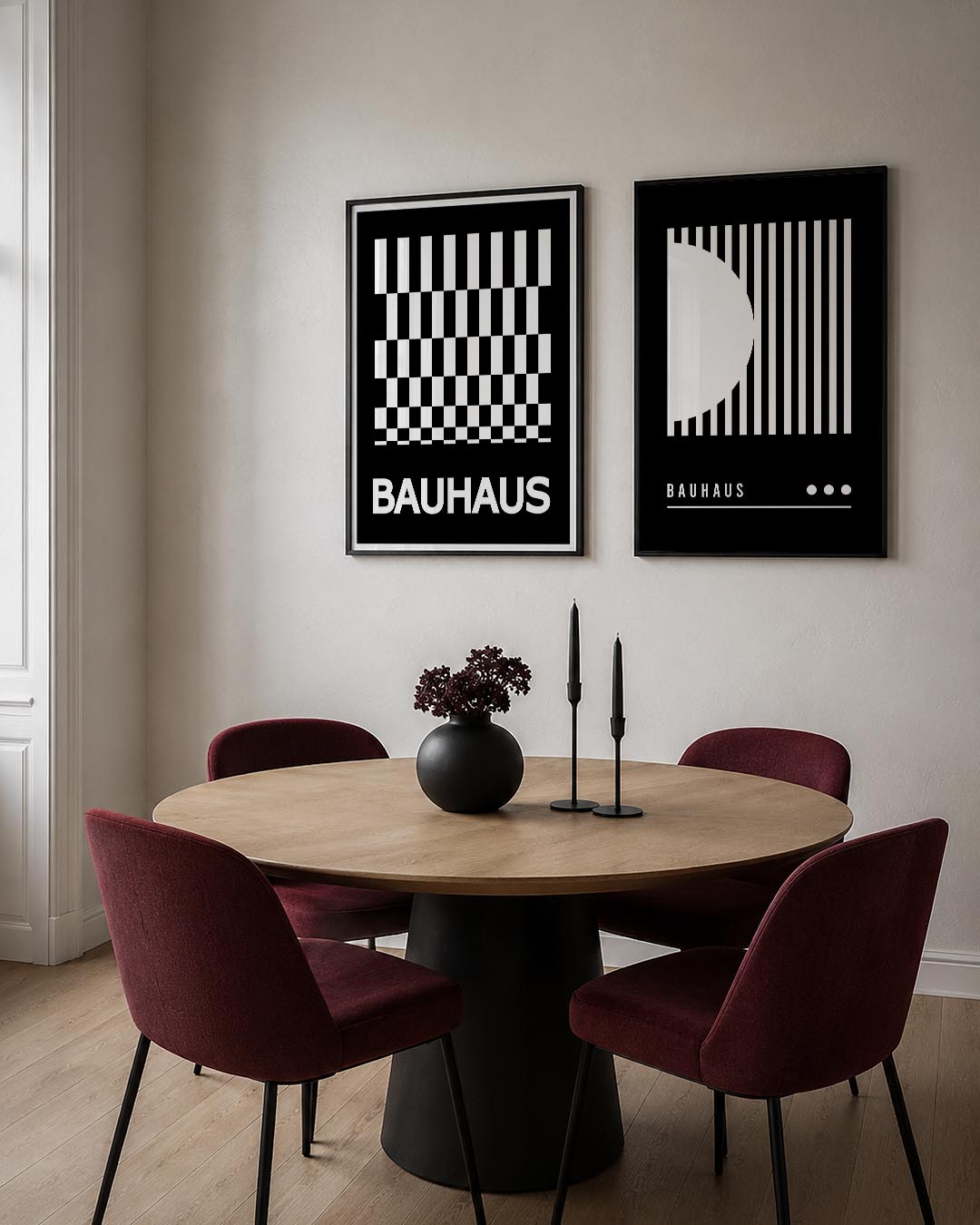 Zwart wit ruitpatroon Posterset