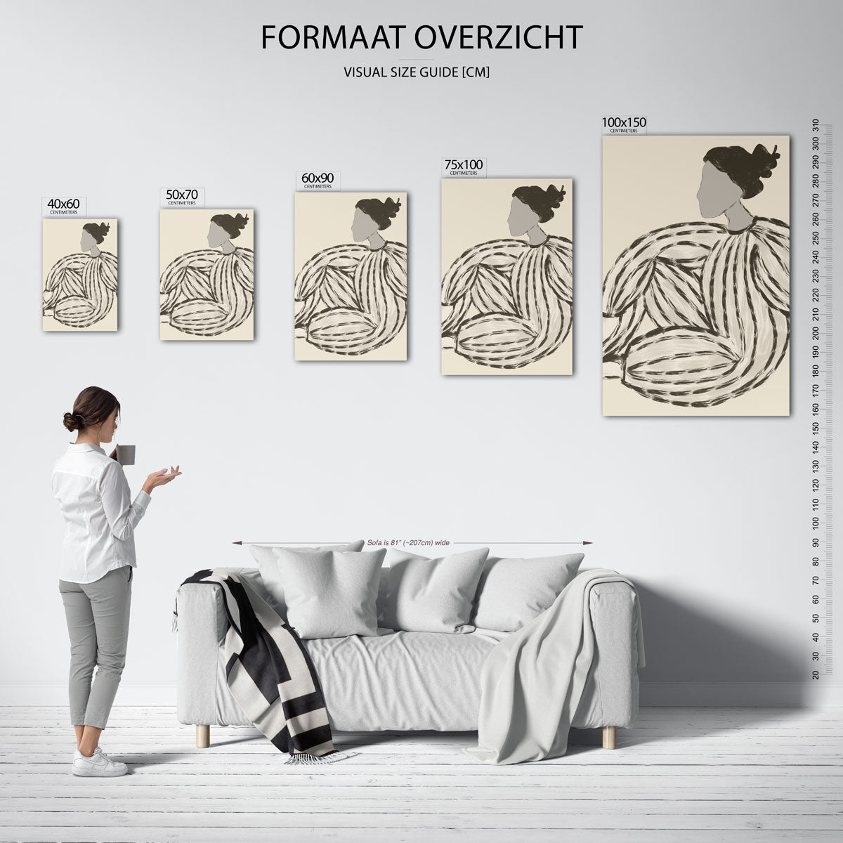 Gestreepte vrouwelijke vorm Kunstwerk