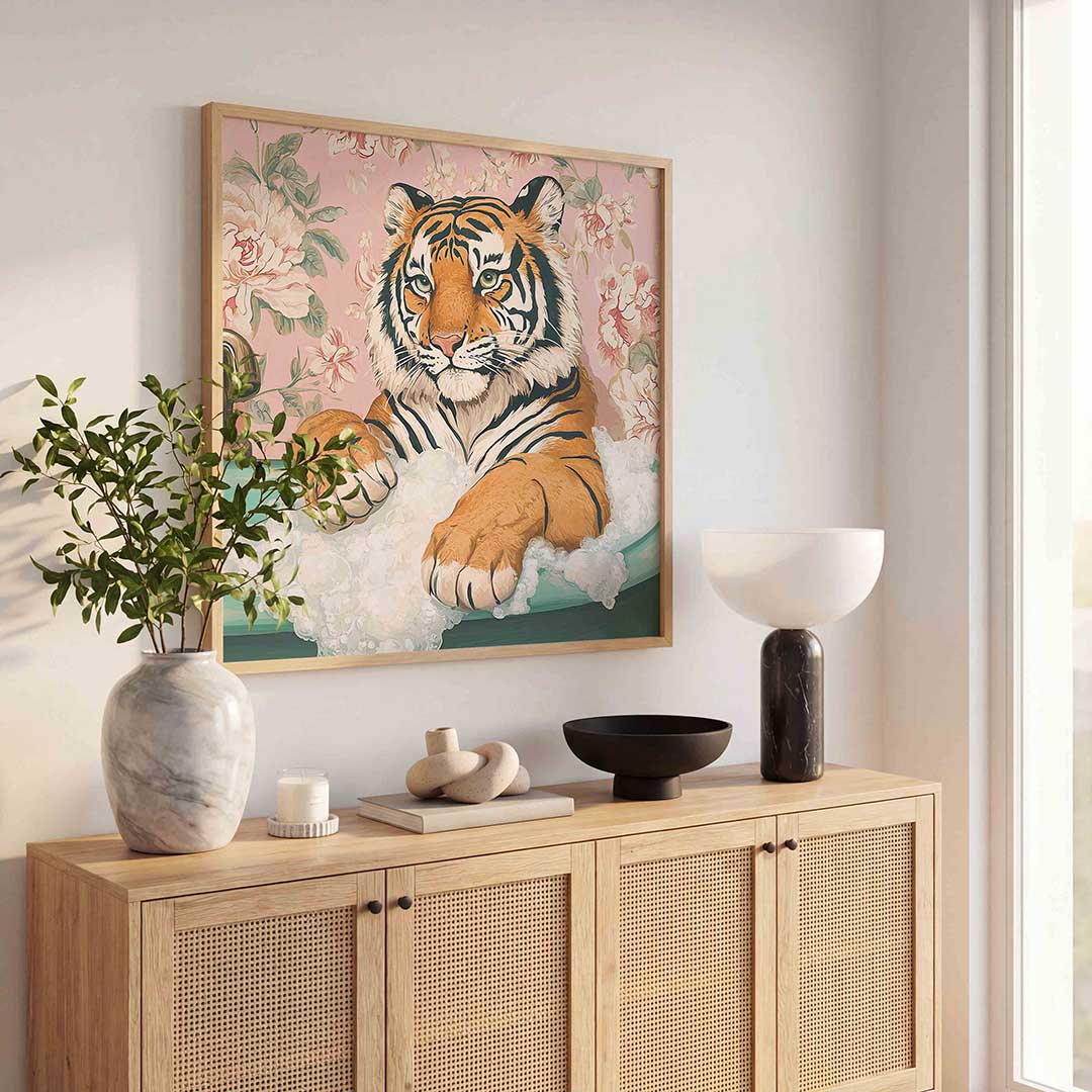 Tijger in bad Poster