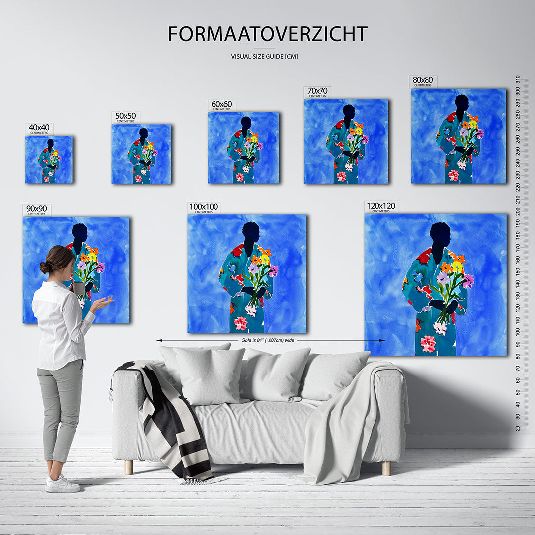 Vrolijke bloemenfiguur Kunstwerk