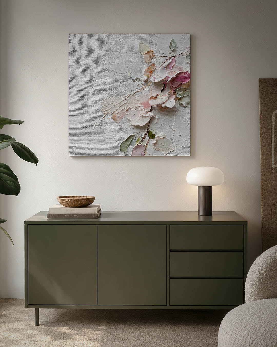 Bloemtextuur op doek Kunstwerk