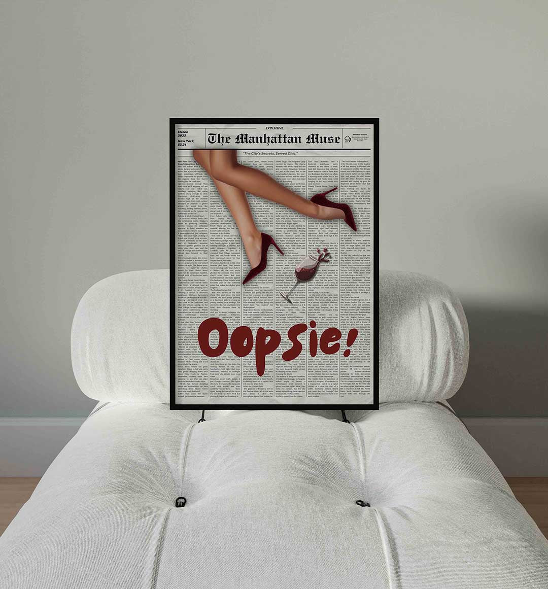 Krant met benen en glas Poster