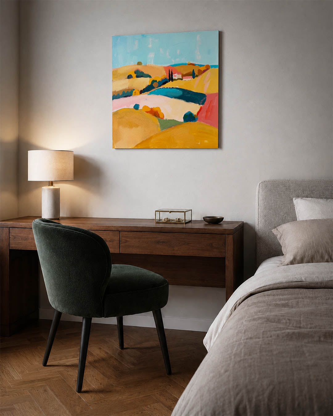Kleurrijk landschap Kunstwerk