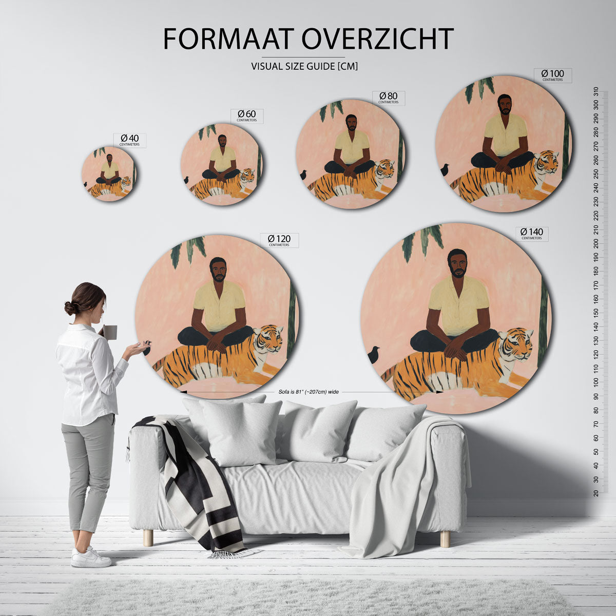 Man met tijger Muurcirkel