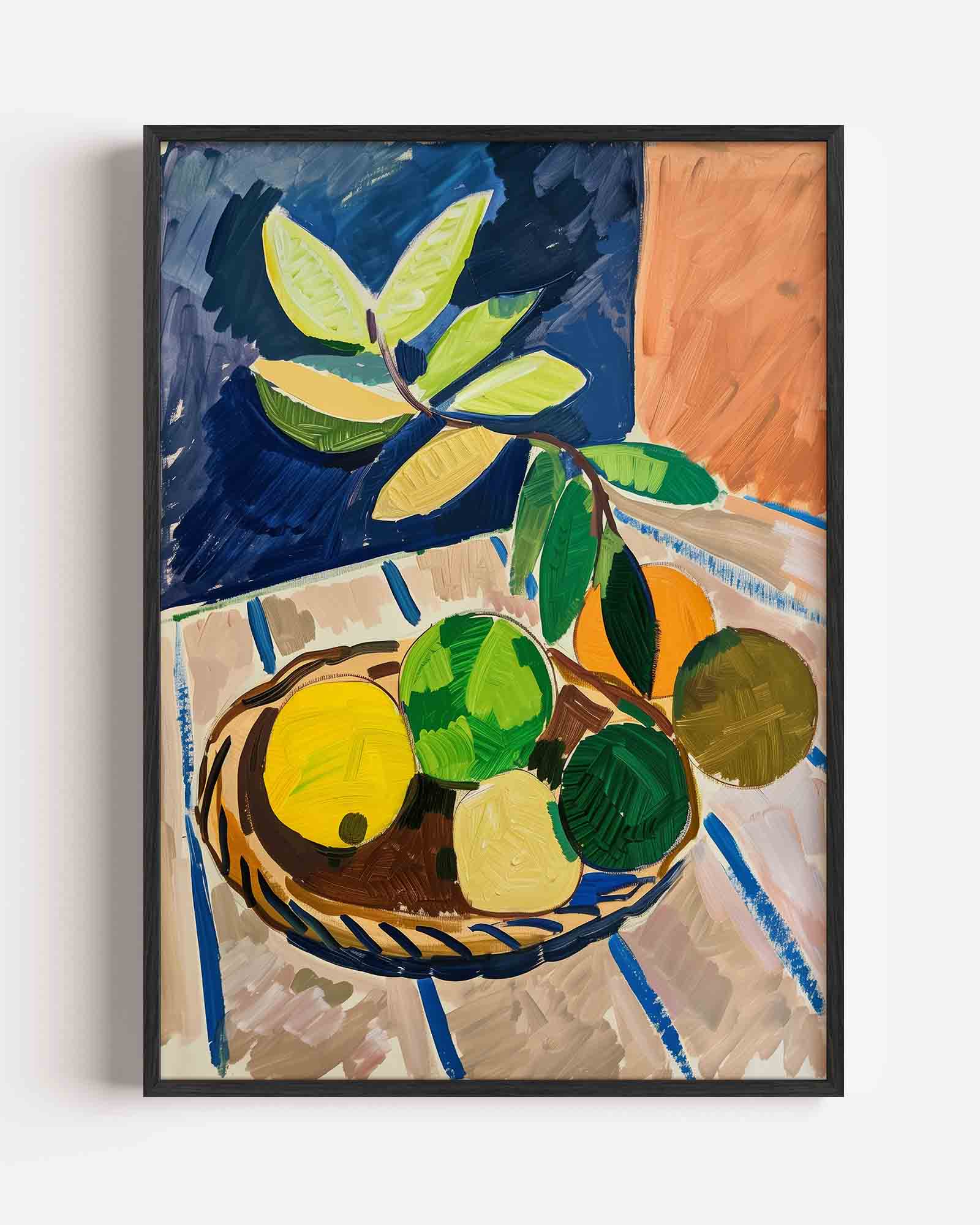 Fruitmand met bladeren Poster