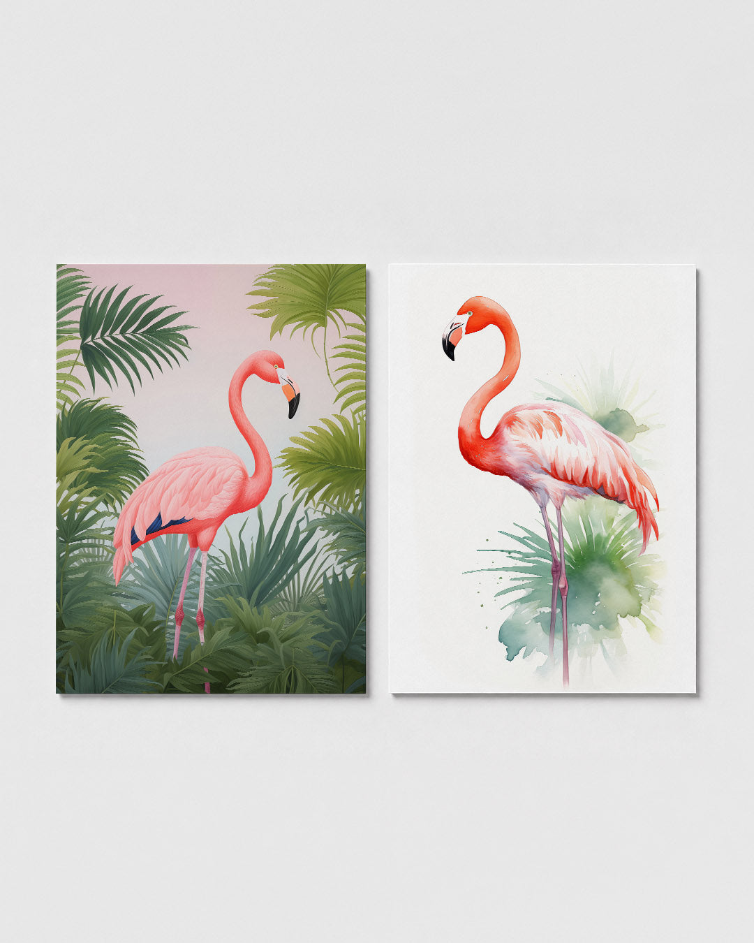 Flamingo en bladeren Posterset