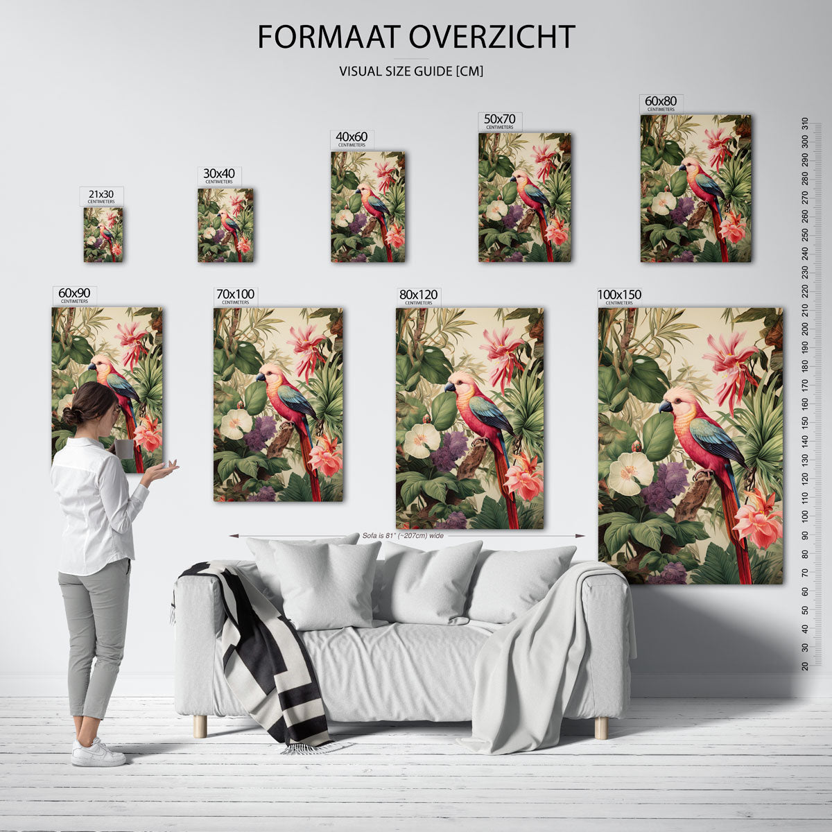 Papegaai en bloemen Poster