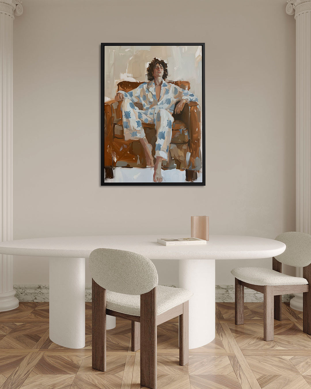 Relaxte zithouding Kunstwerk