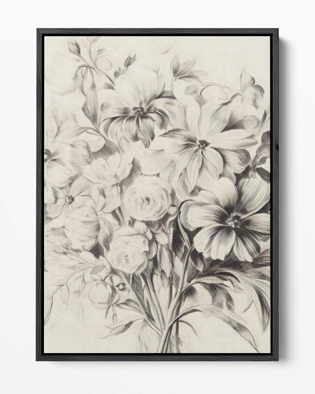 Elegante Bloemenpracht in Potlood Kunstwerk-canvas-dibond-plexiglas-wanddecoratie-WallArtistic