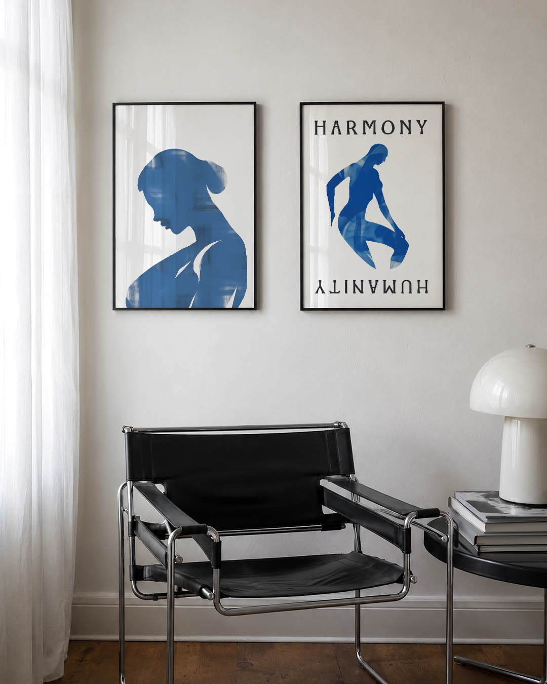 Blauwe silhouet Posterset