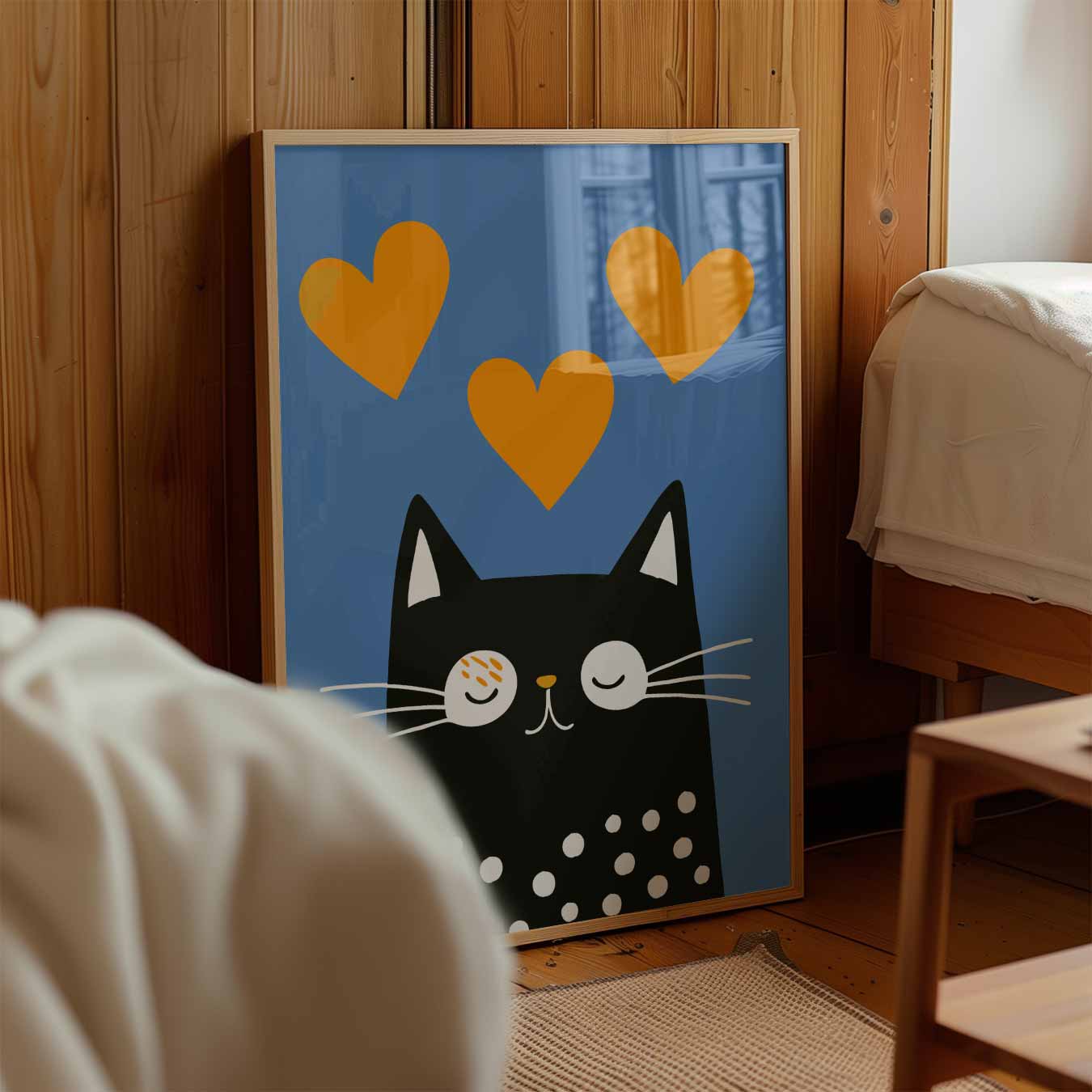 Schattige Kat Met Hartjes Poster-WallArtistic
