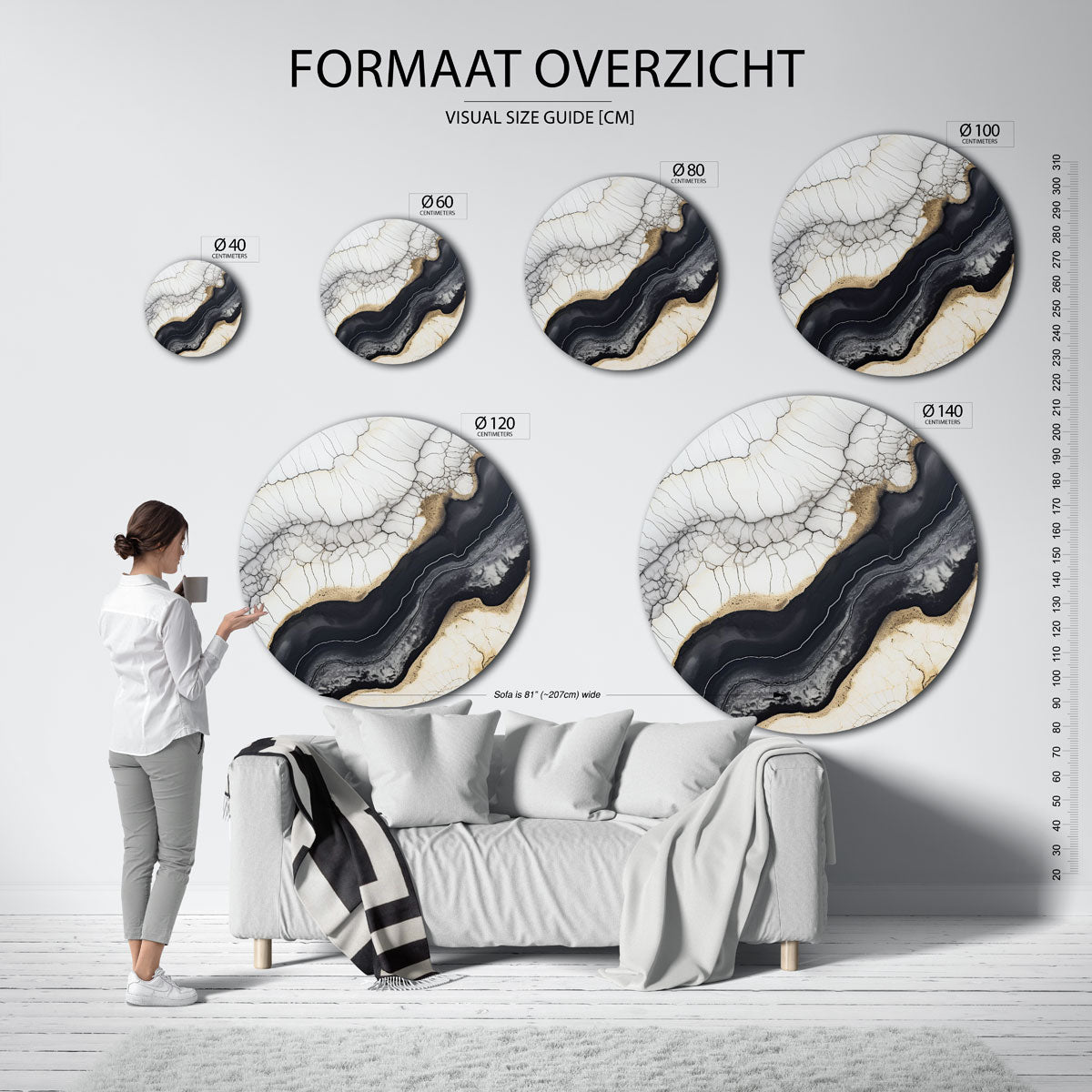 Abstracte lijnen Muurcirkel