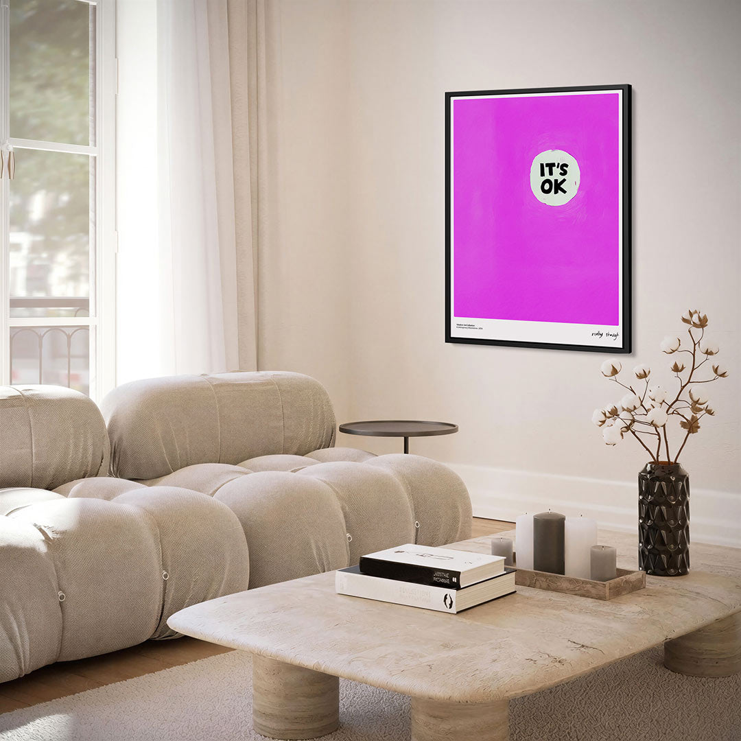 Roze cirkeltekst Kunstwerk