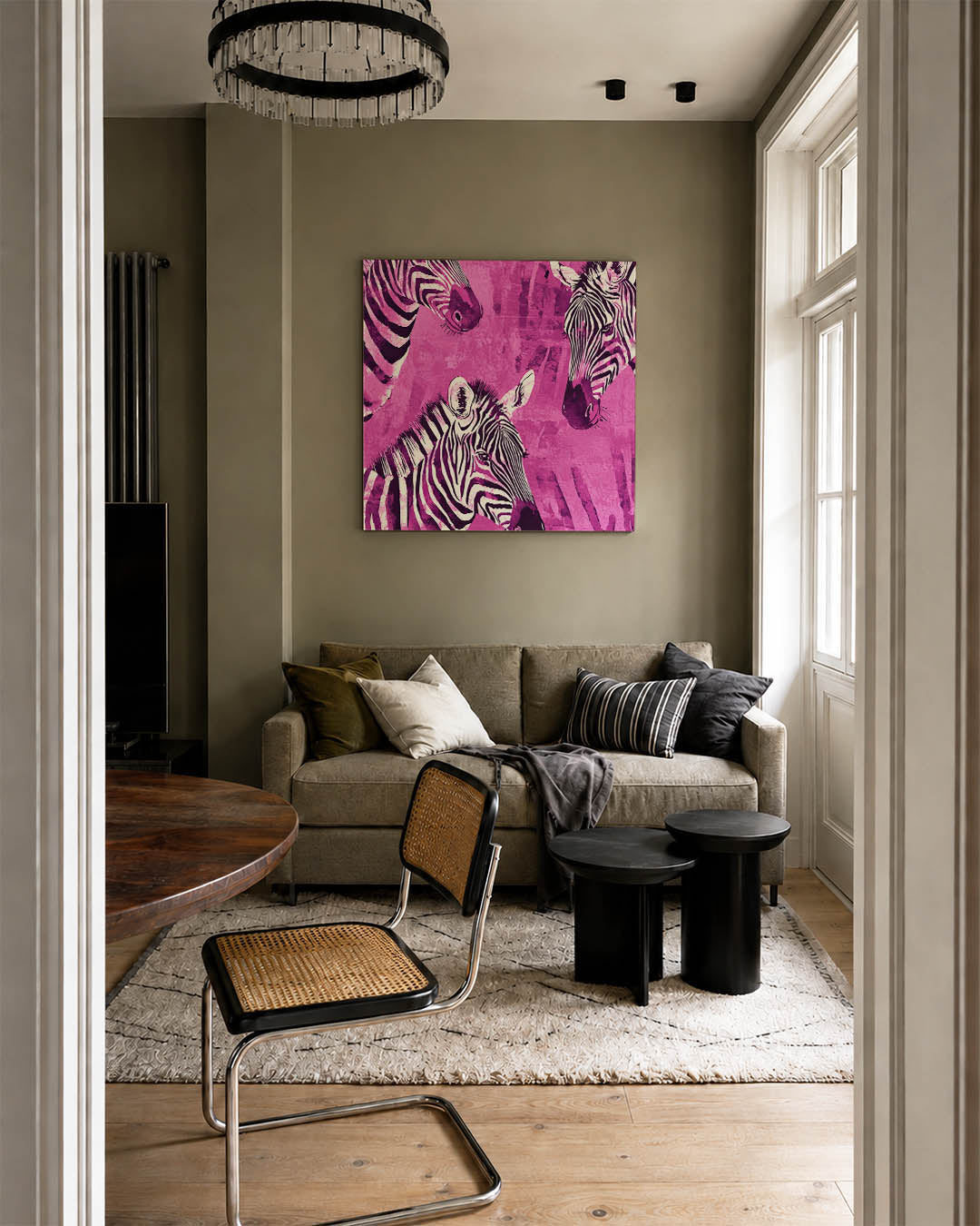 Zebra's in levendige tinten Kunstwerk