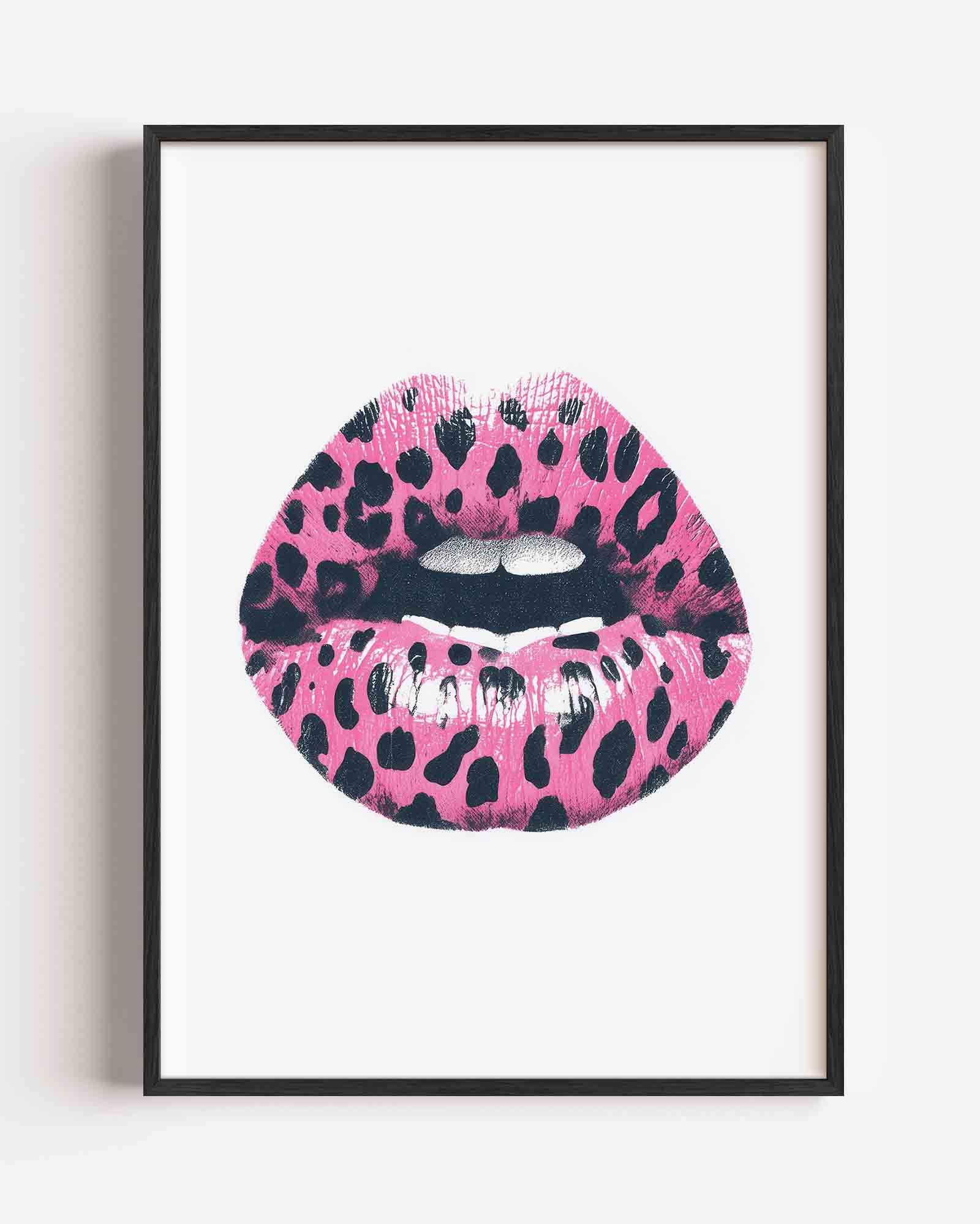 Roze lippen met stippen Poster