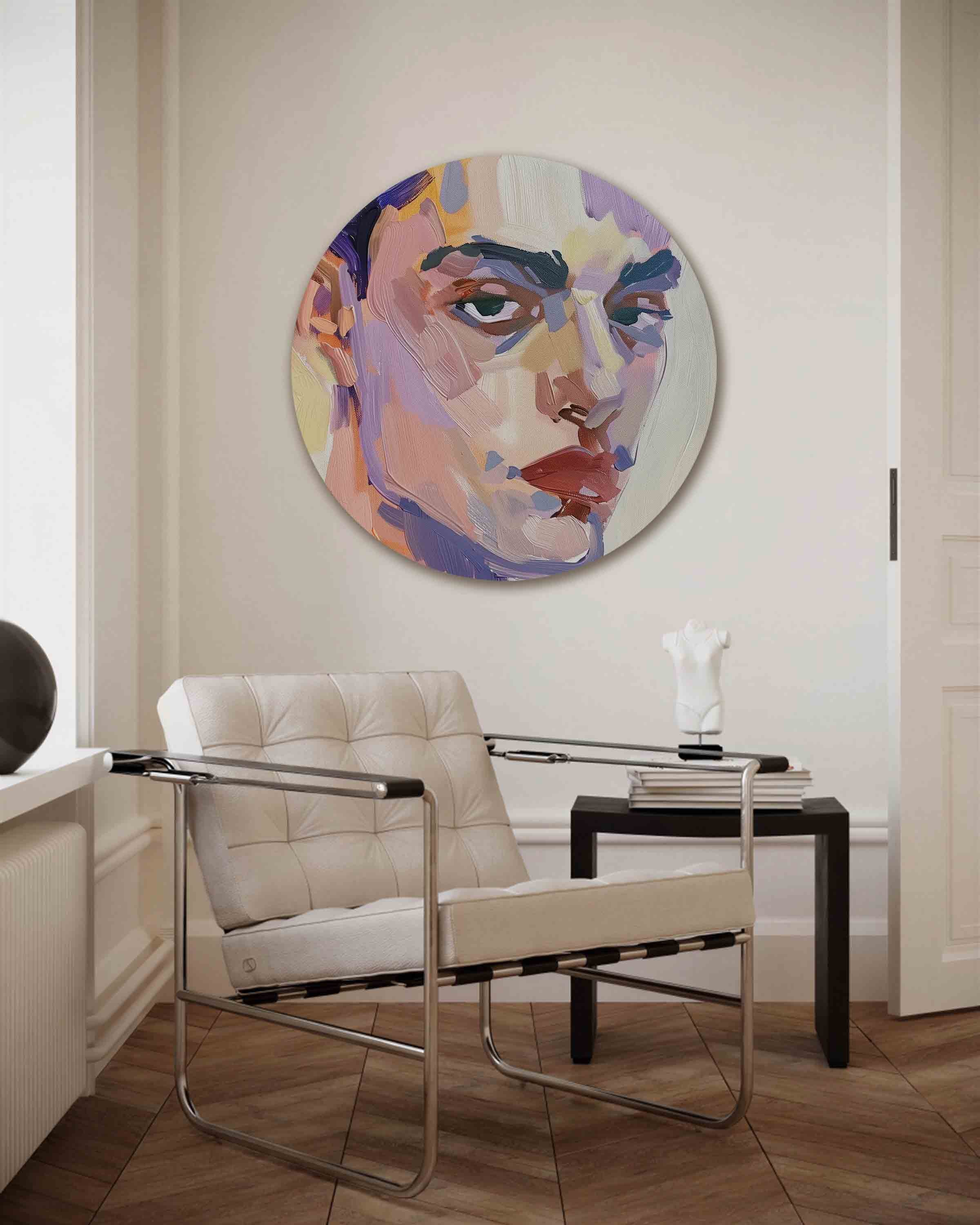 Portret in levendige kleuren Muurcirkel
