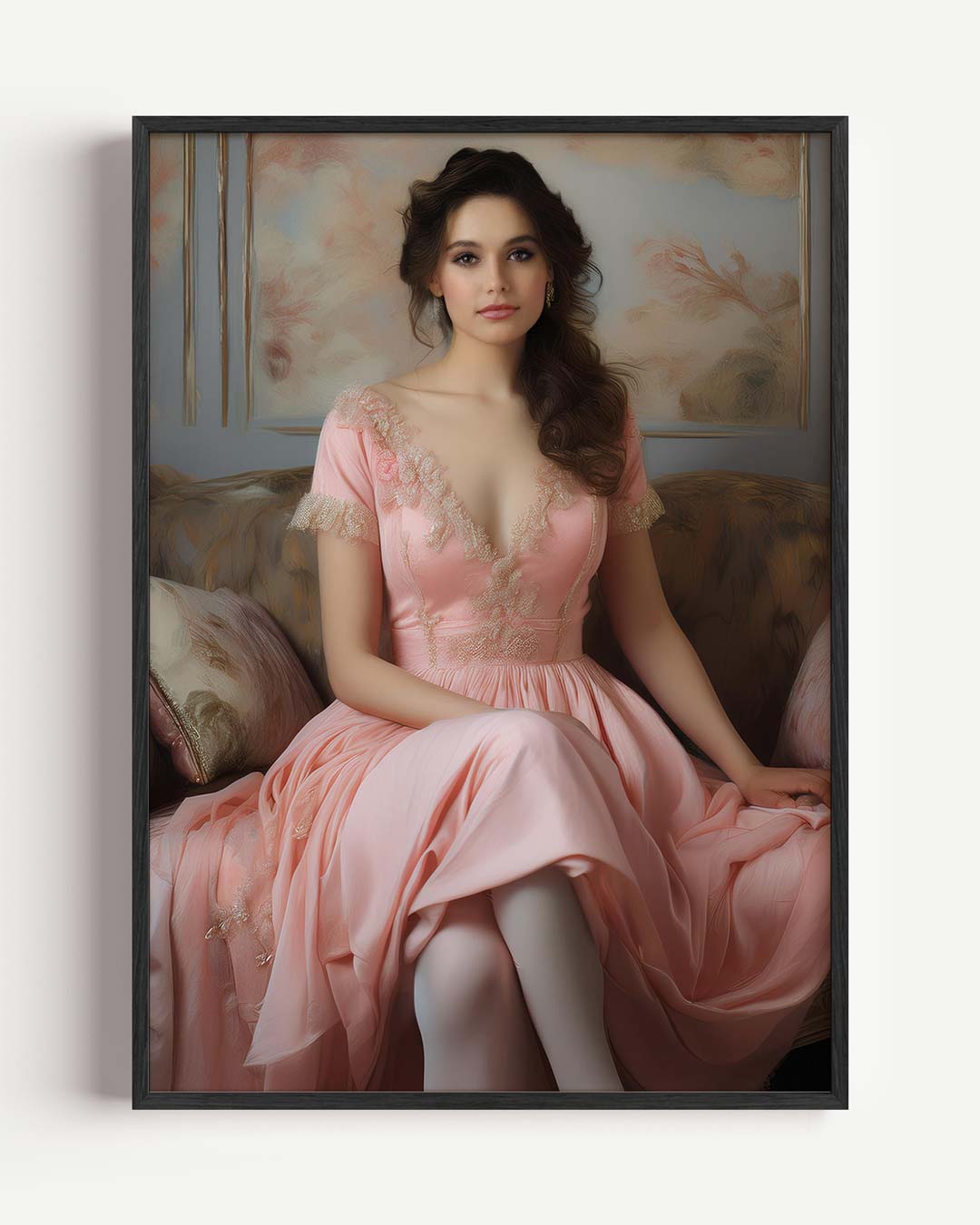 Elegante Vintage Stijl Vrouwelijke Kunstposter-WallArtistic