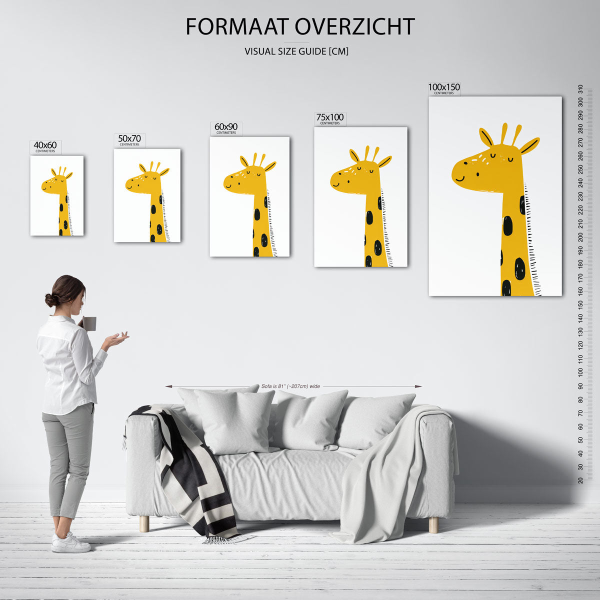 Vrolijke giraffe illustratie Kunstwerk