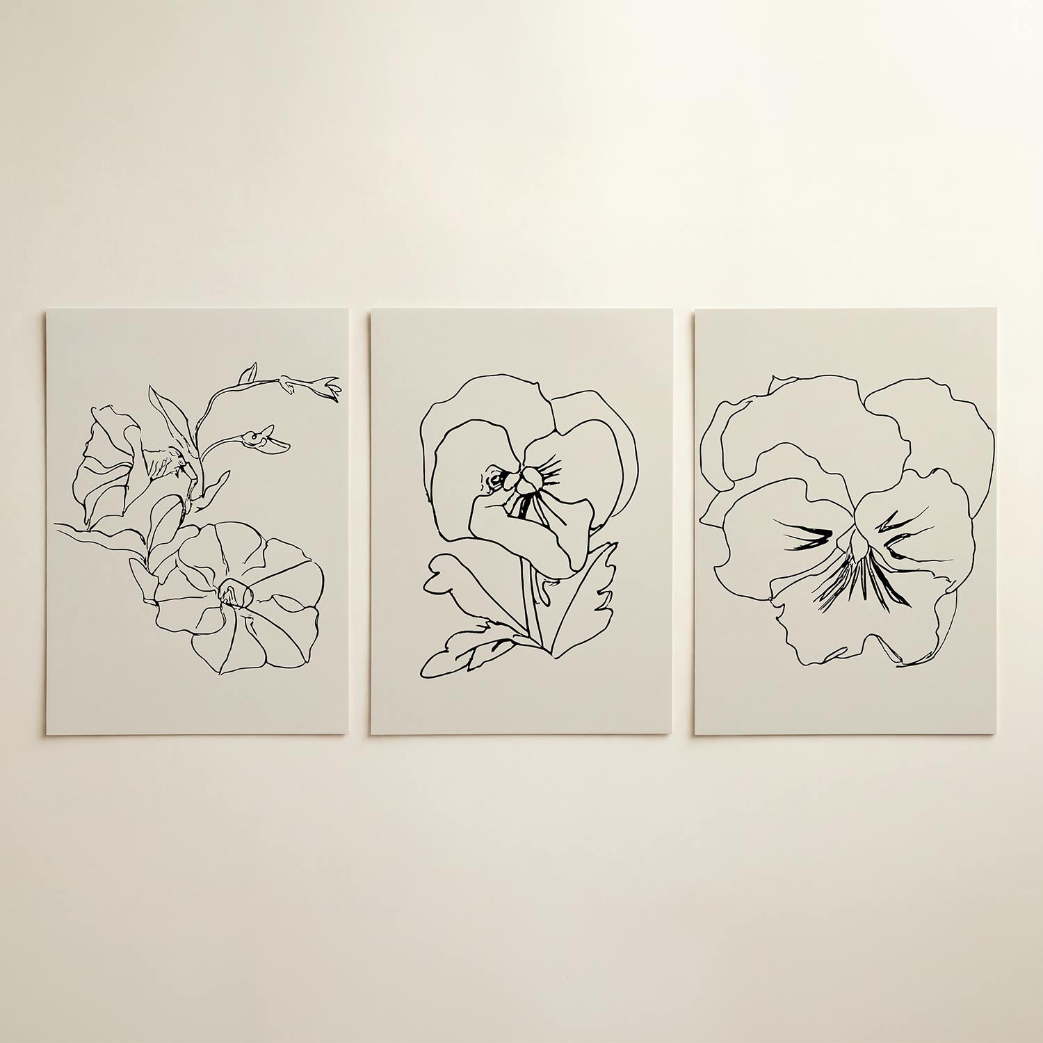 Lijnenspel bloemen Posterset